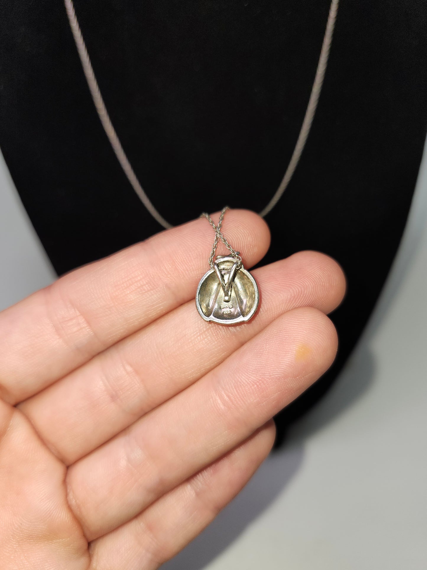 *925 Sterling* Ladybug Pendant with Twisted Chain Necklace