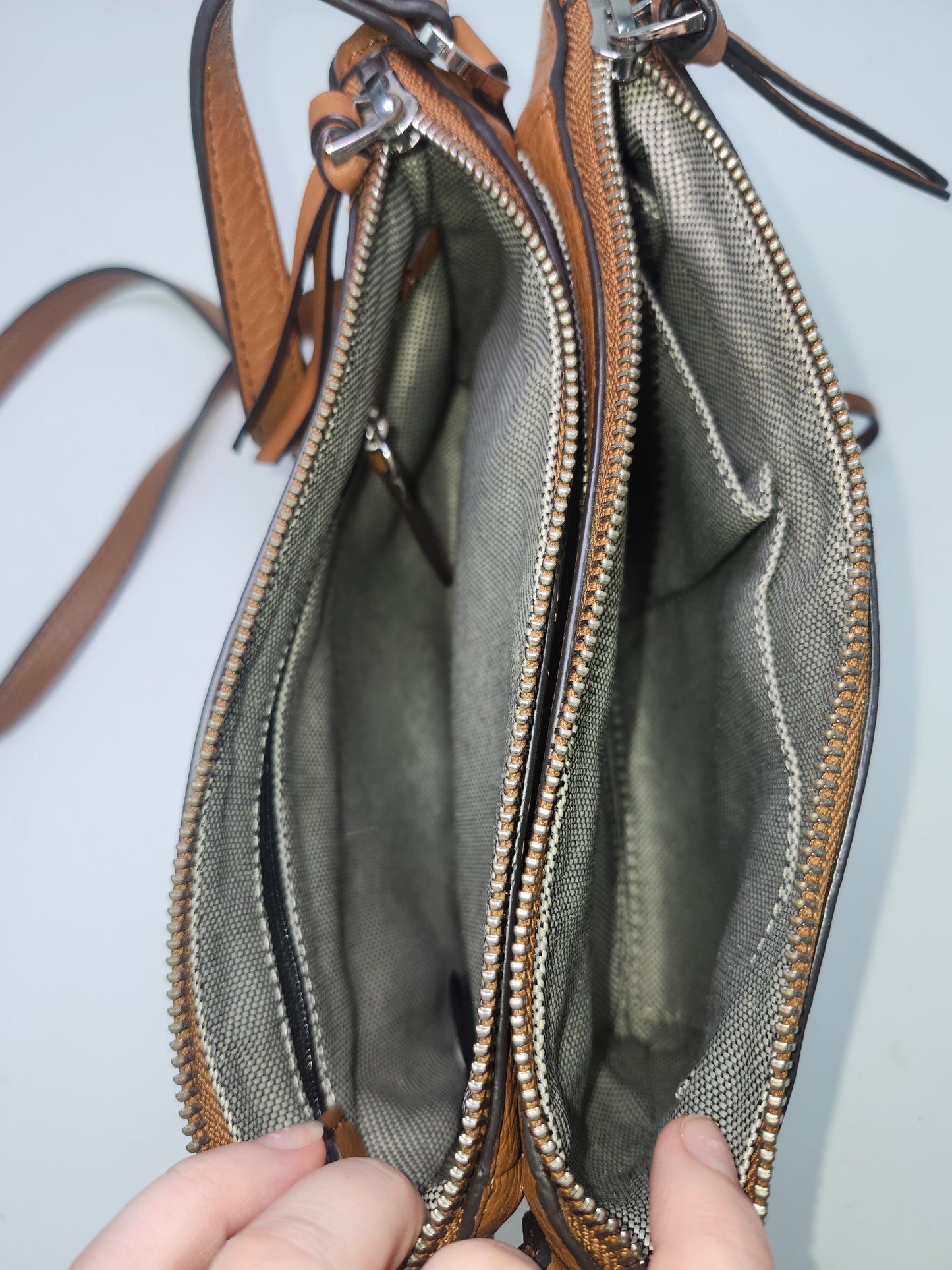 -Vince Camuto- "Gally" Brown Leather Crossbody Bag