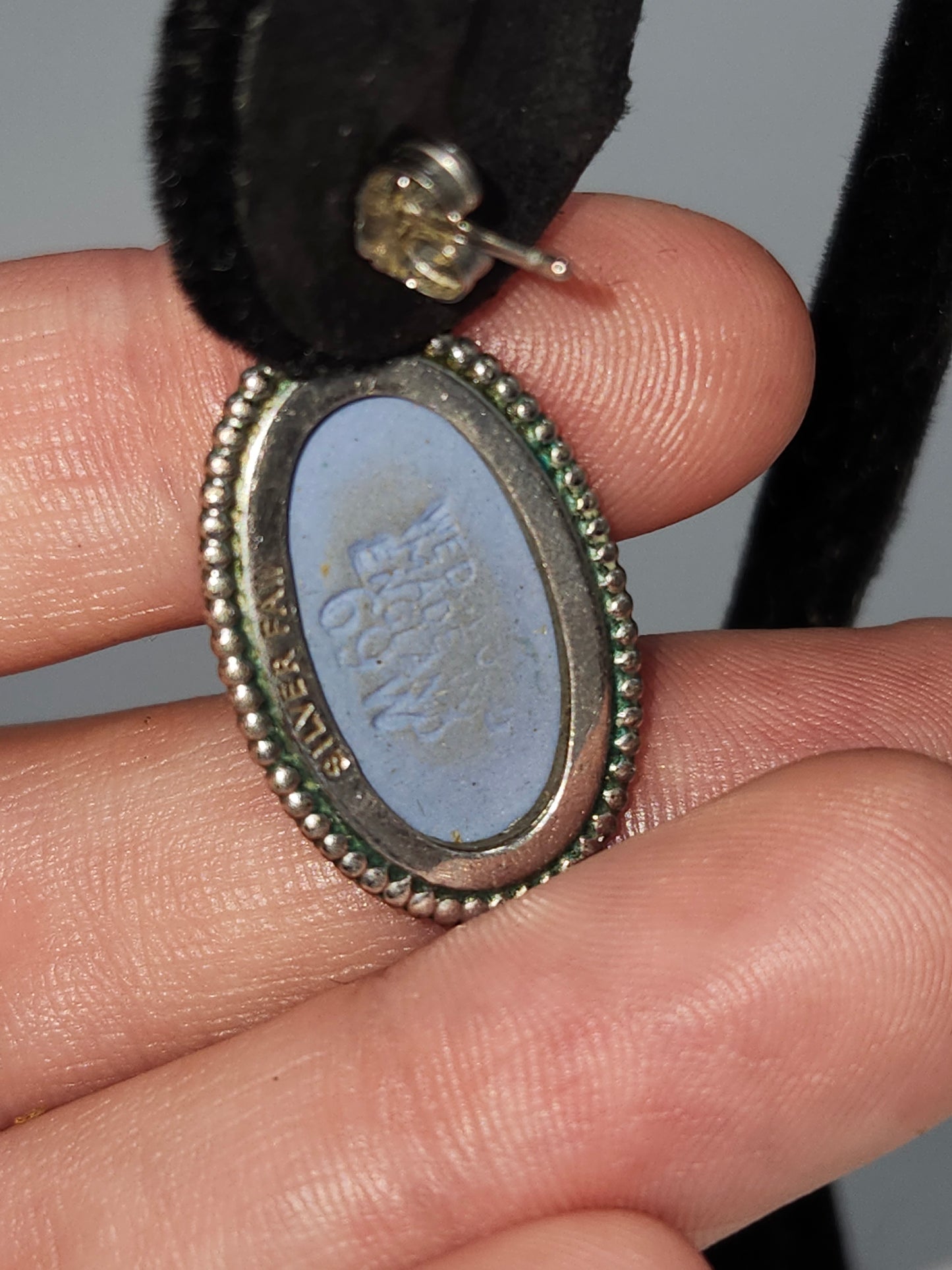 925 Sterling Wedgwood Jasperware Cameo Earrings