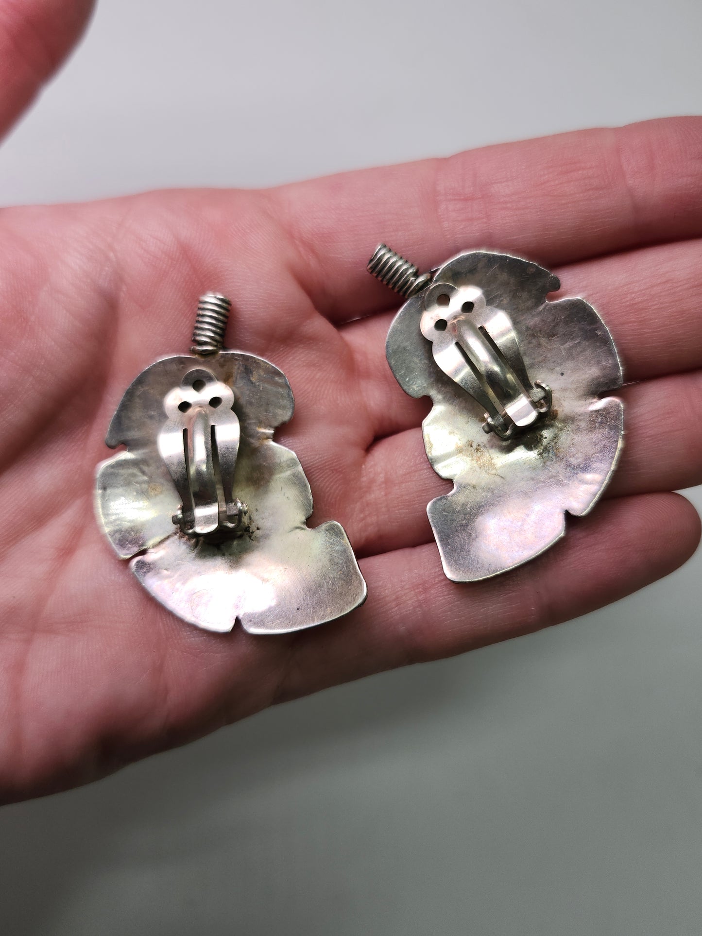 925 Sterling Navajo Style Feather Clip-on Earrings