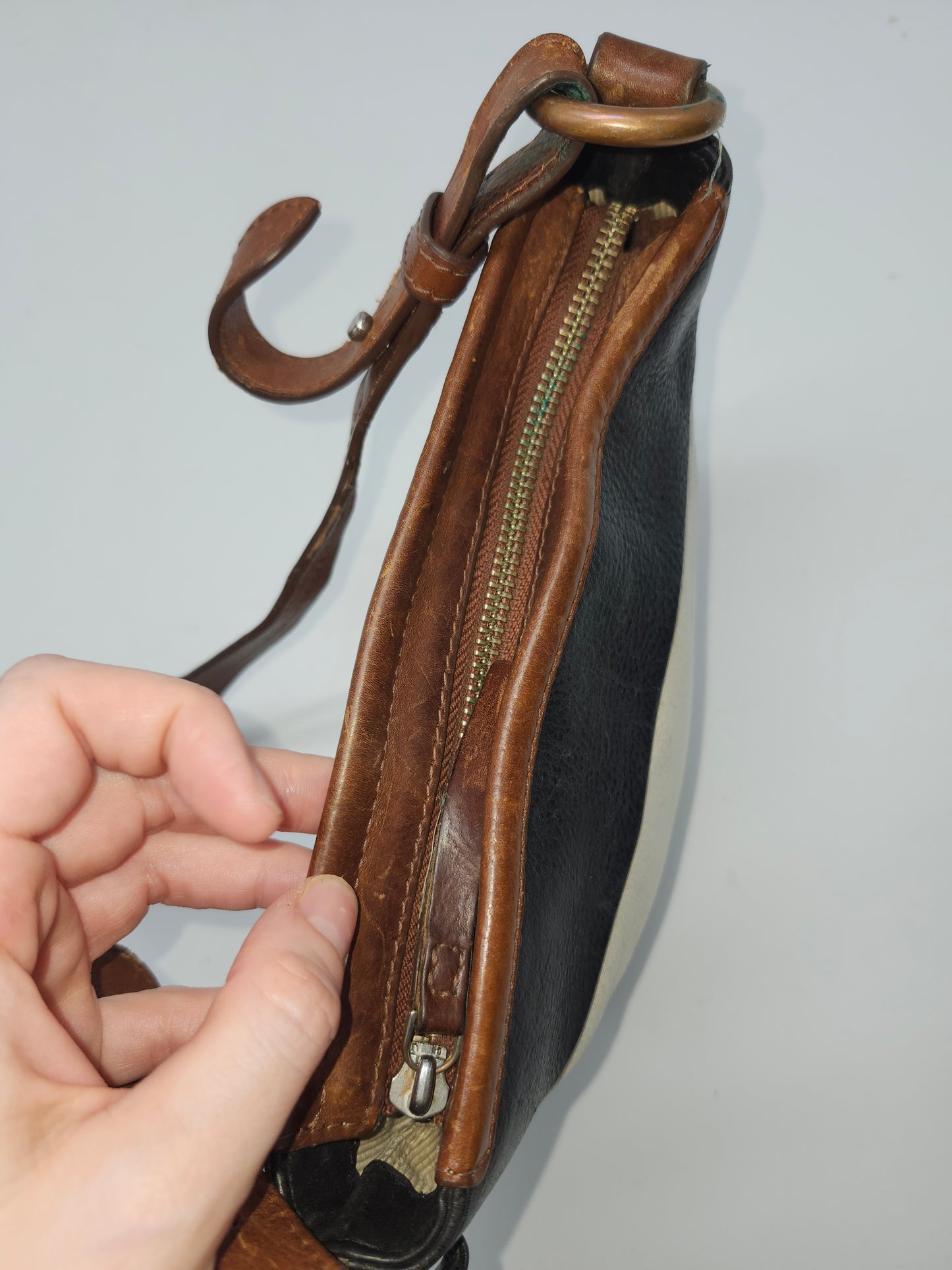 -Radley- Striped Leather Crossbody Purse