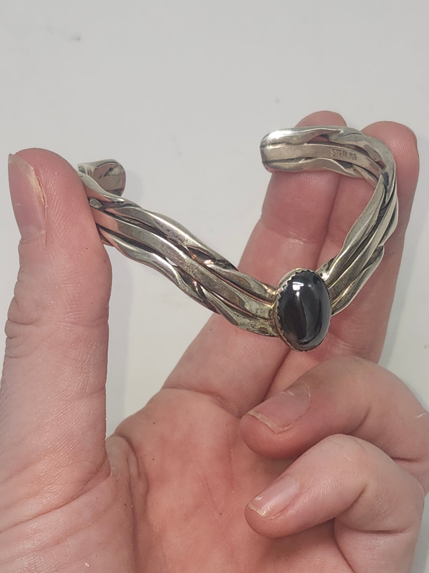 *925* Sterling & Hematite Bangle / Arm Cuff