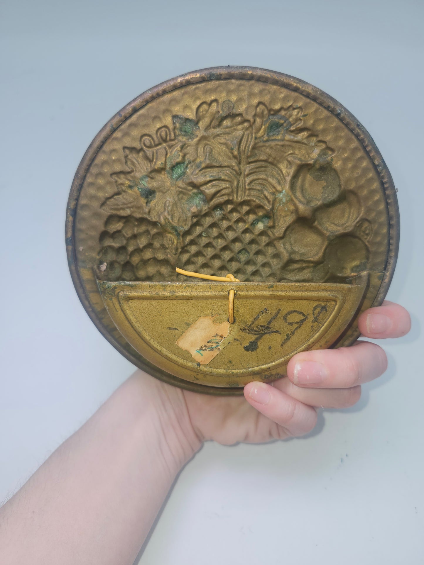 *Vintage Brass Embossed Metal Fruit Wall Plaque