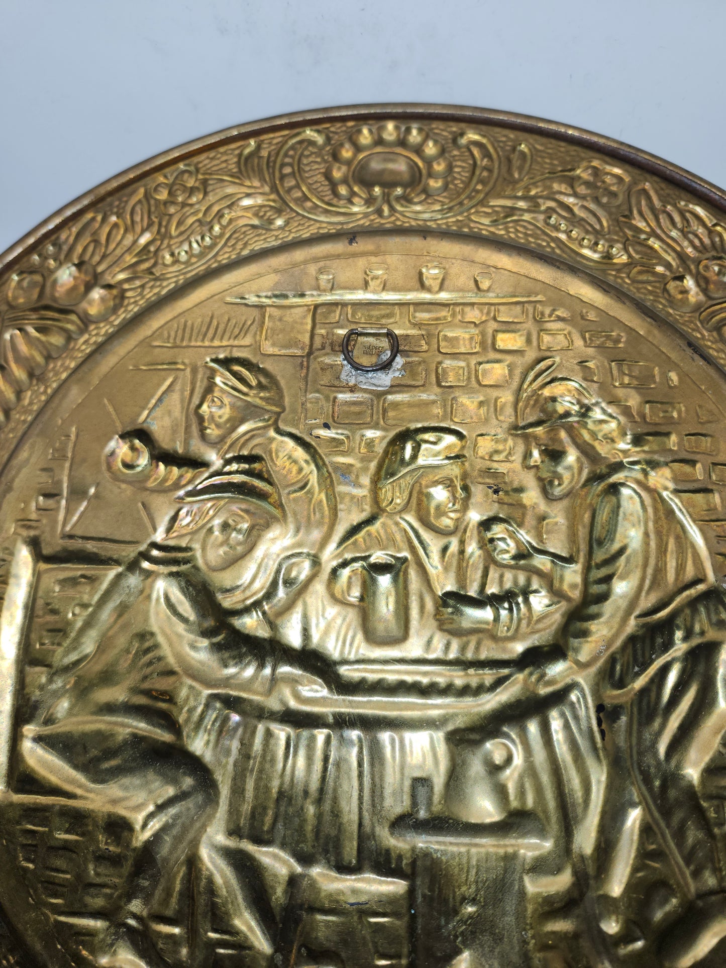 *Vintage* Brass Embossed Hanging Plate
