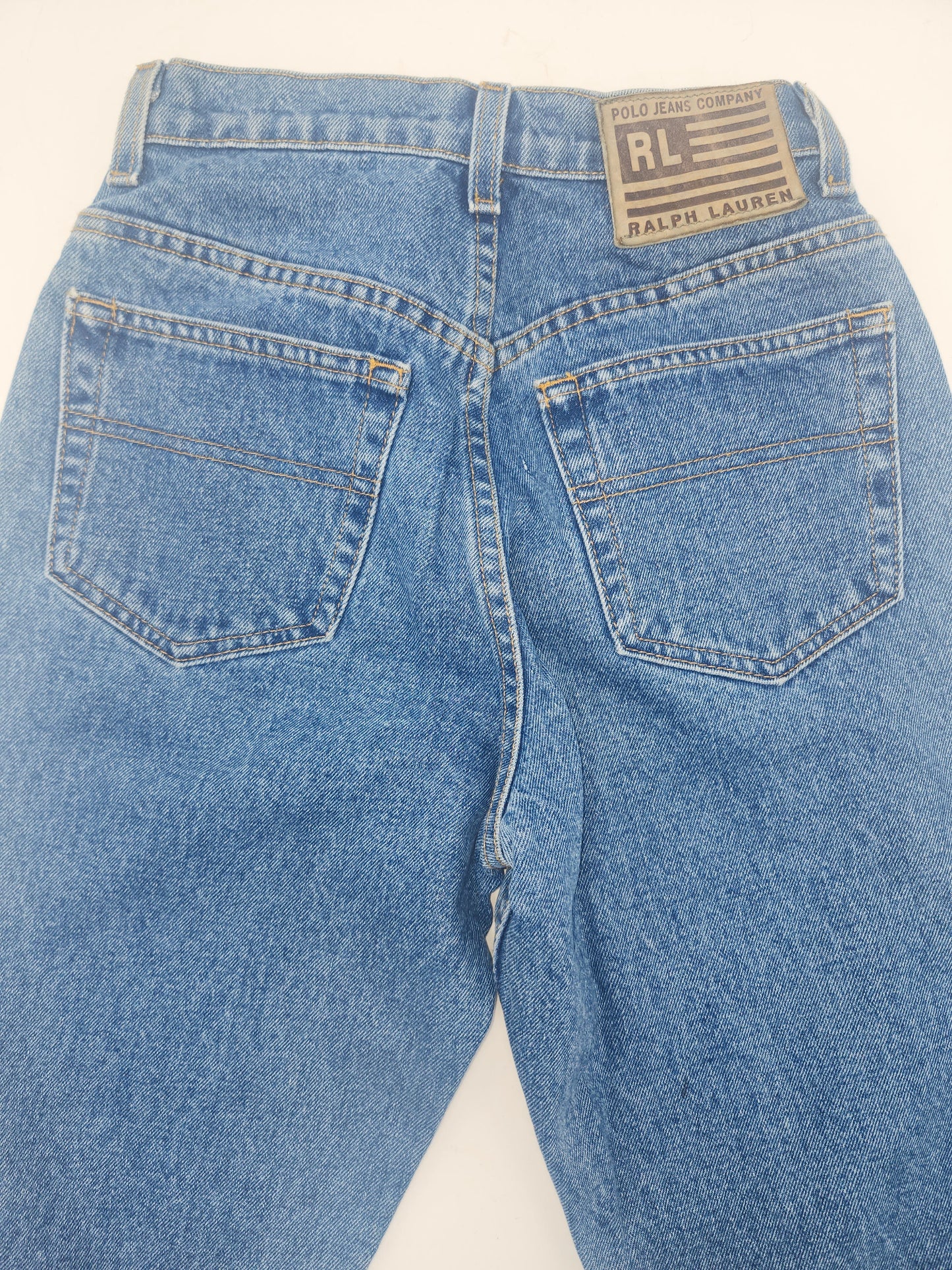 *Vintage* Ralph Lauren Polo Jean Co. Side Ribbon Striped Denim Trousers 1990s RARE