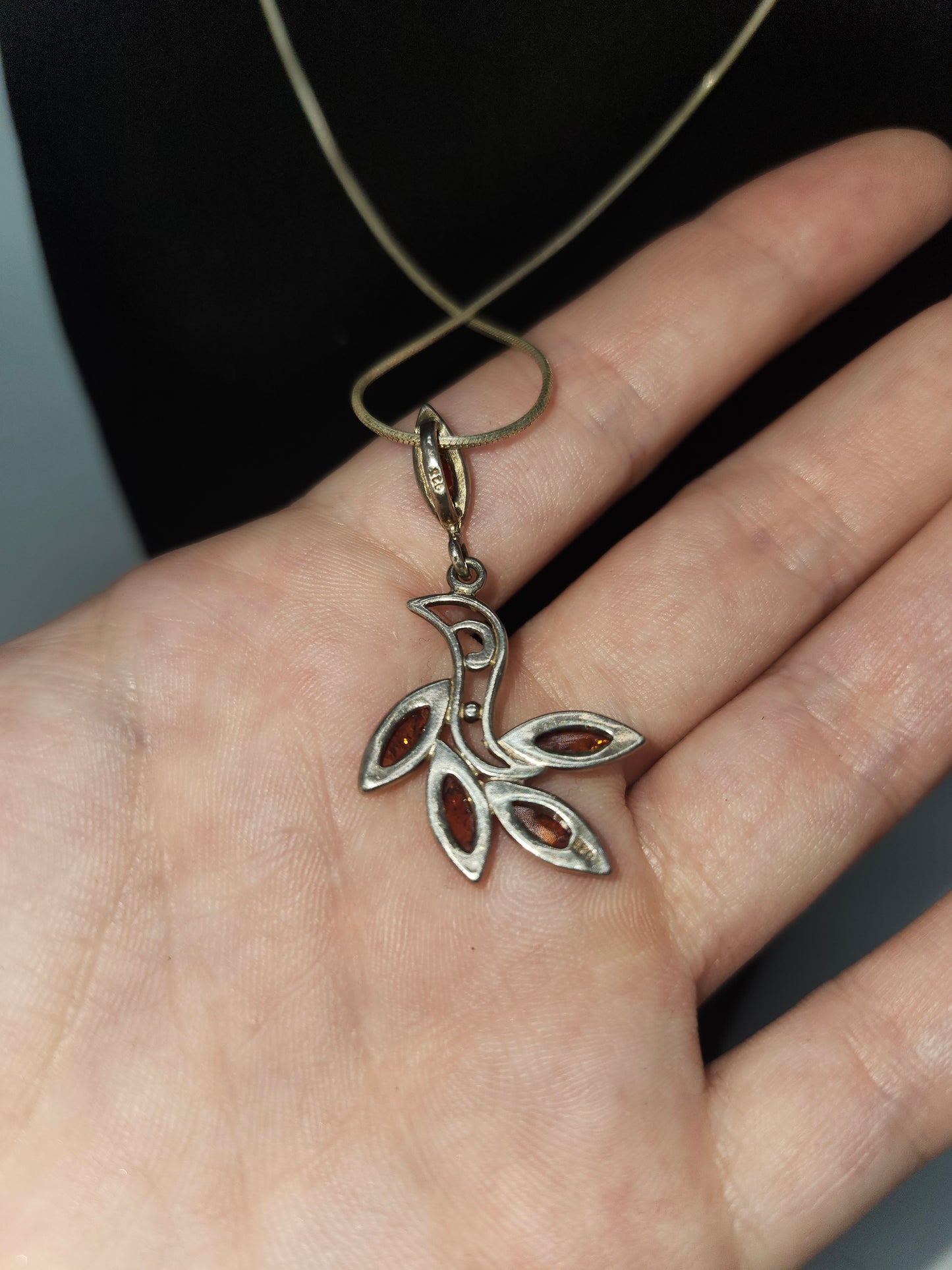 *925* Sterling Necklace with Baltic Amber Pendant