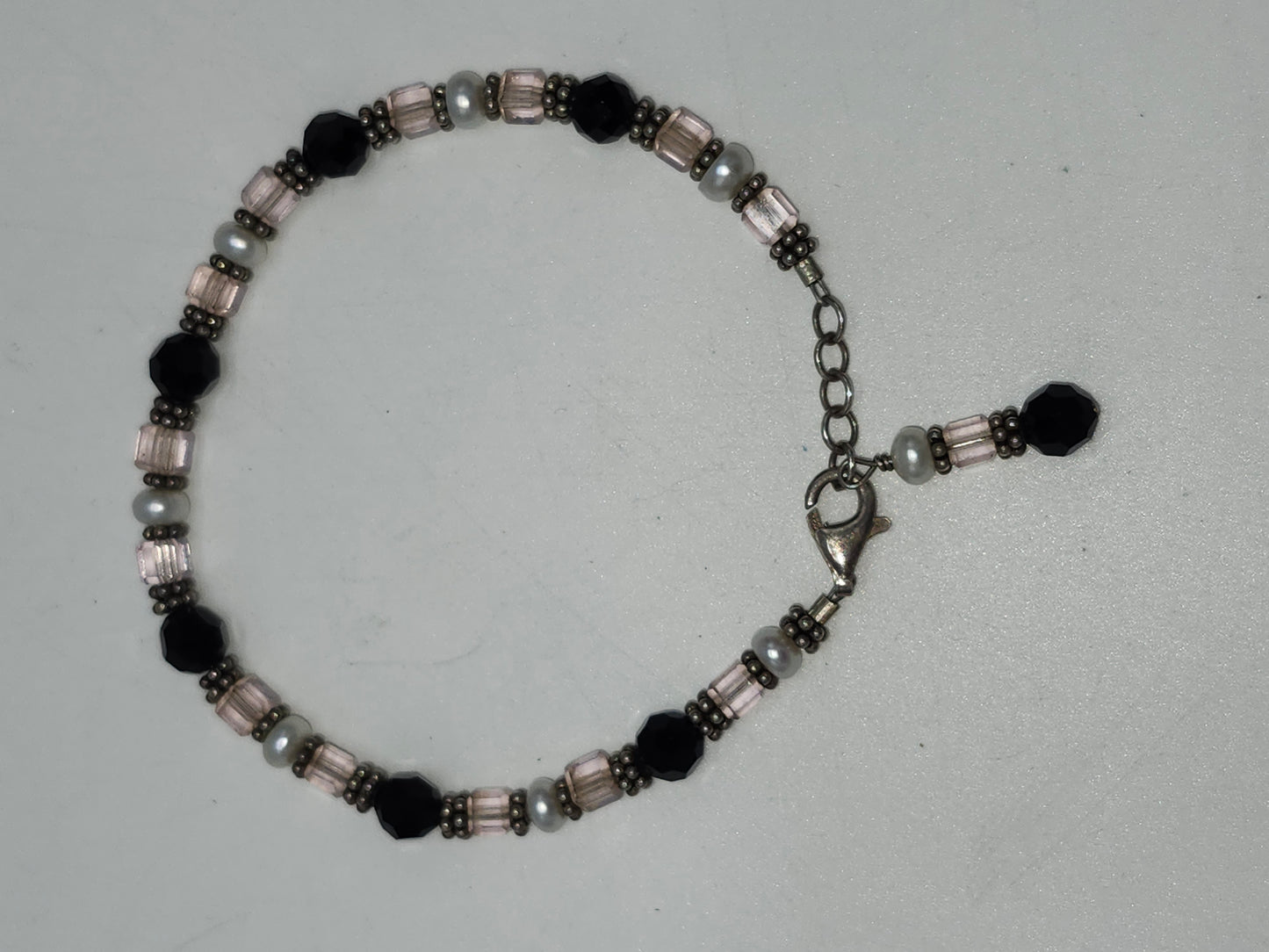*925* Sterling, Pearl & Gemstone Beaded Bracelet