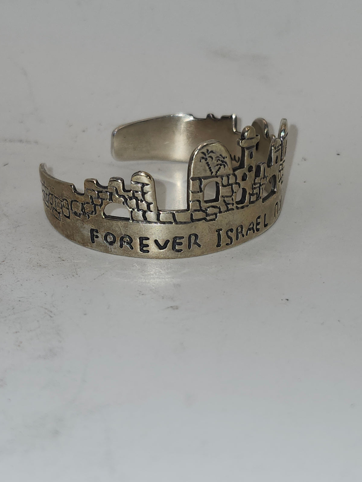 -925- Sterling "Forever Israel" Cuff Bangle Bracelet by Hadaya