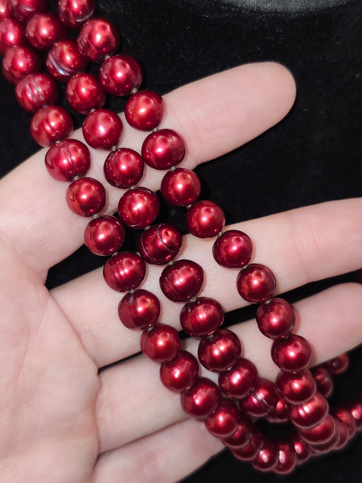 -925- Sterling & Fresh Water Pearl Long Strand Statement Necklace