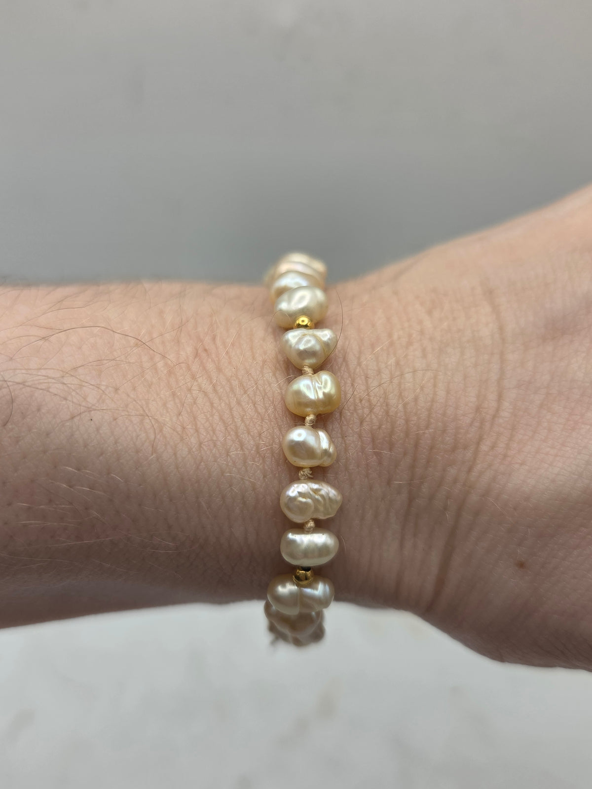 *14K* Gold Beaded Pearl Bracelet