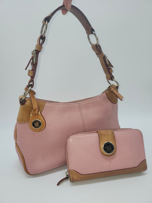 *Vintage* Dooney & Bourke Pink Leather Hobo Shoulder Bag w/ Wallet