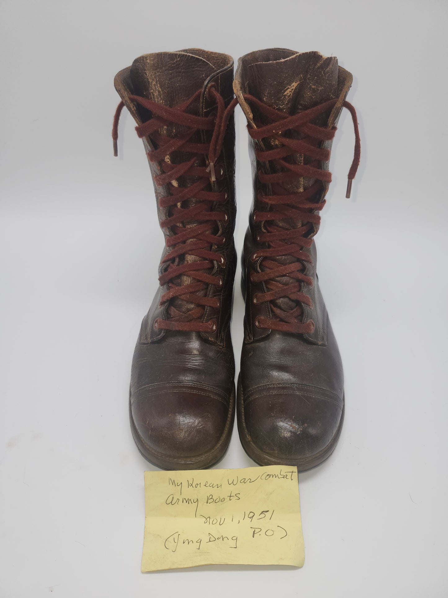 ~1951~ Korean War Combat Boots Size 9 with note from Owner