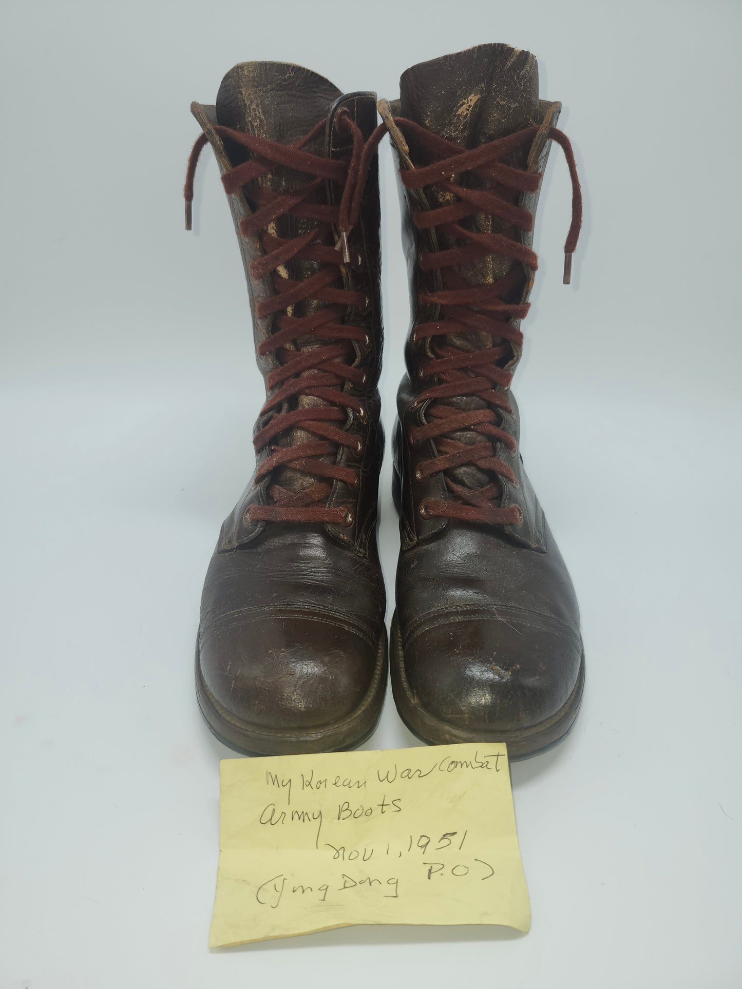~1951~ Korean War Combat Boots Size 9 with note from Owner