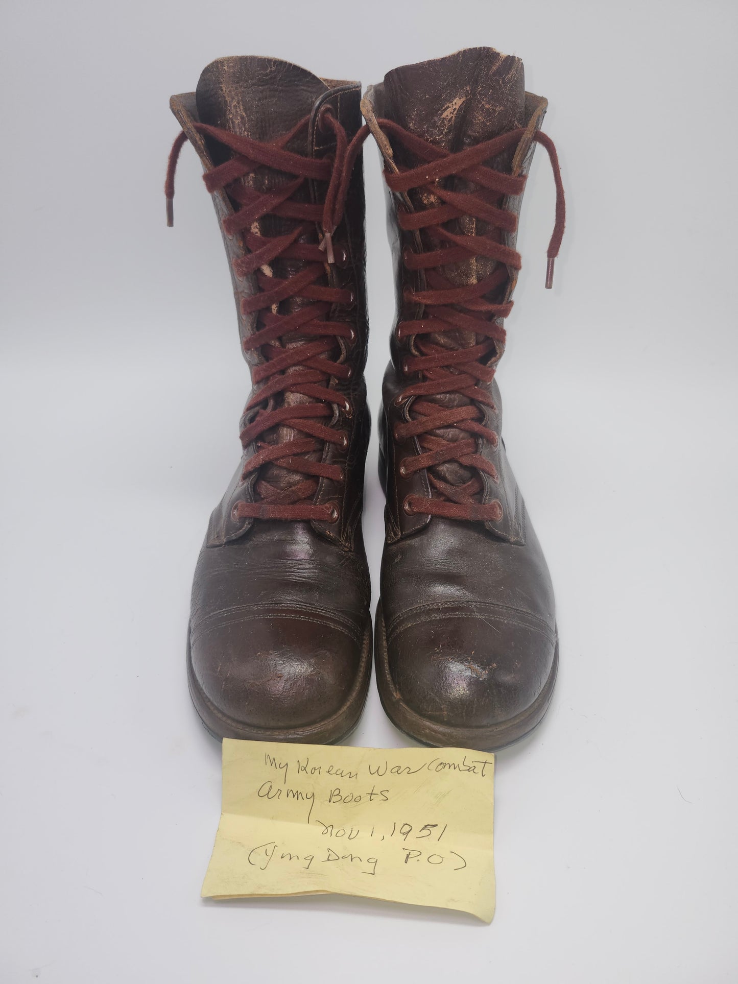 ~1951~ Korean War Combat Boots Size 9 with note from Owner