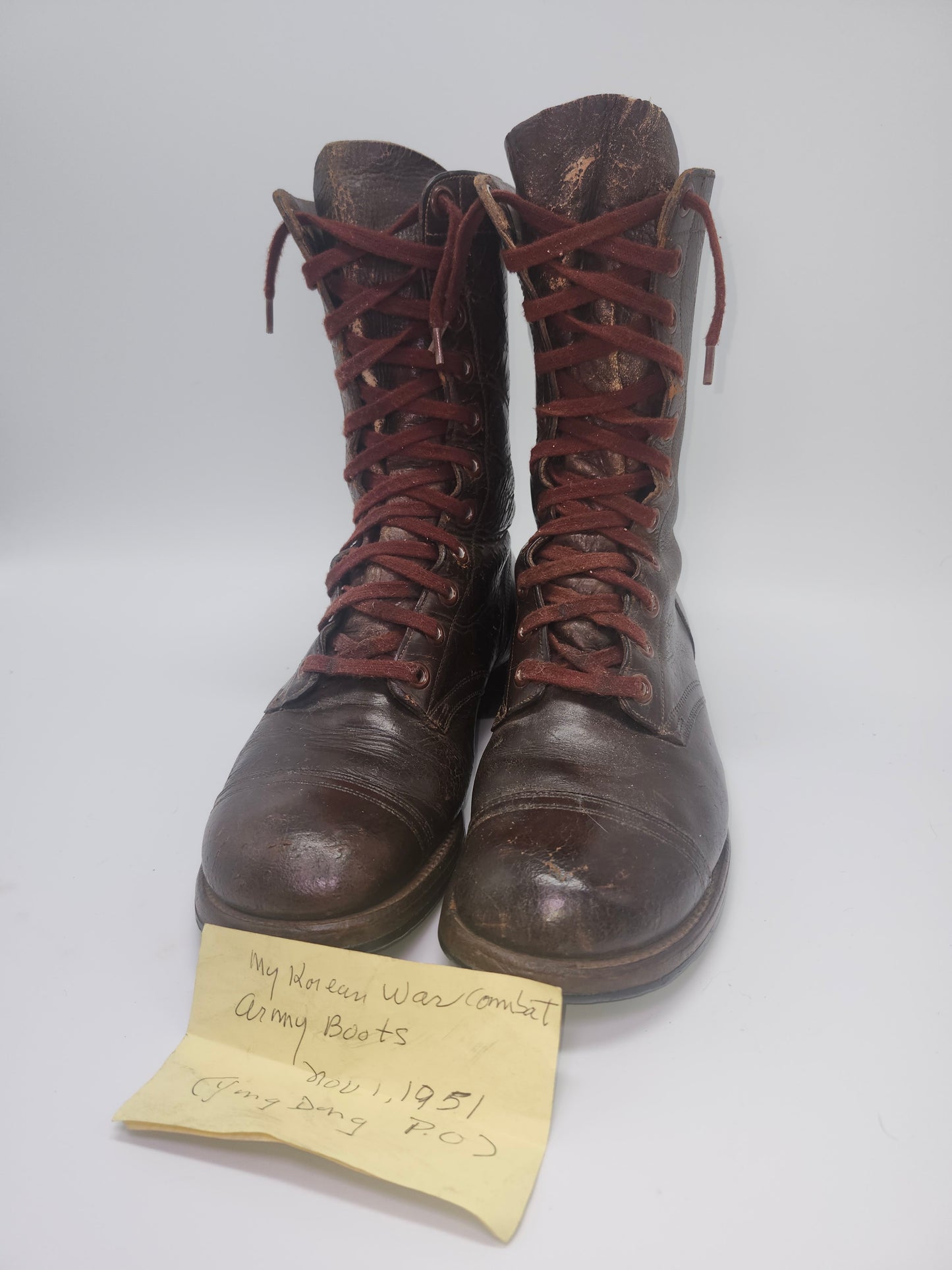 ~1951~ Korean War Combat Boots Size 9 with note from Owner