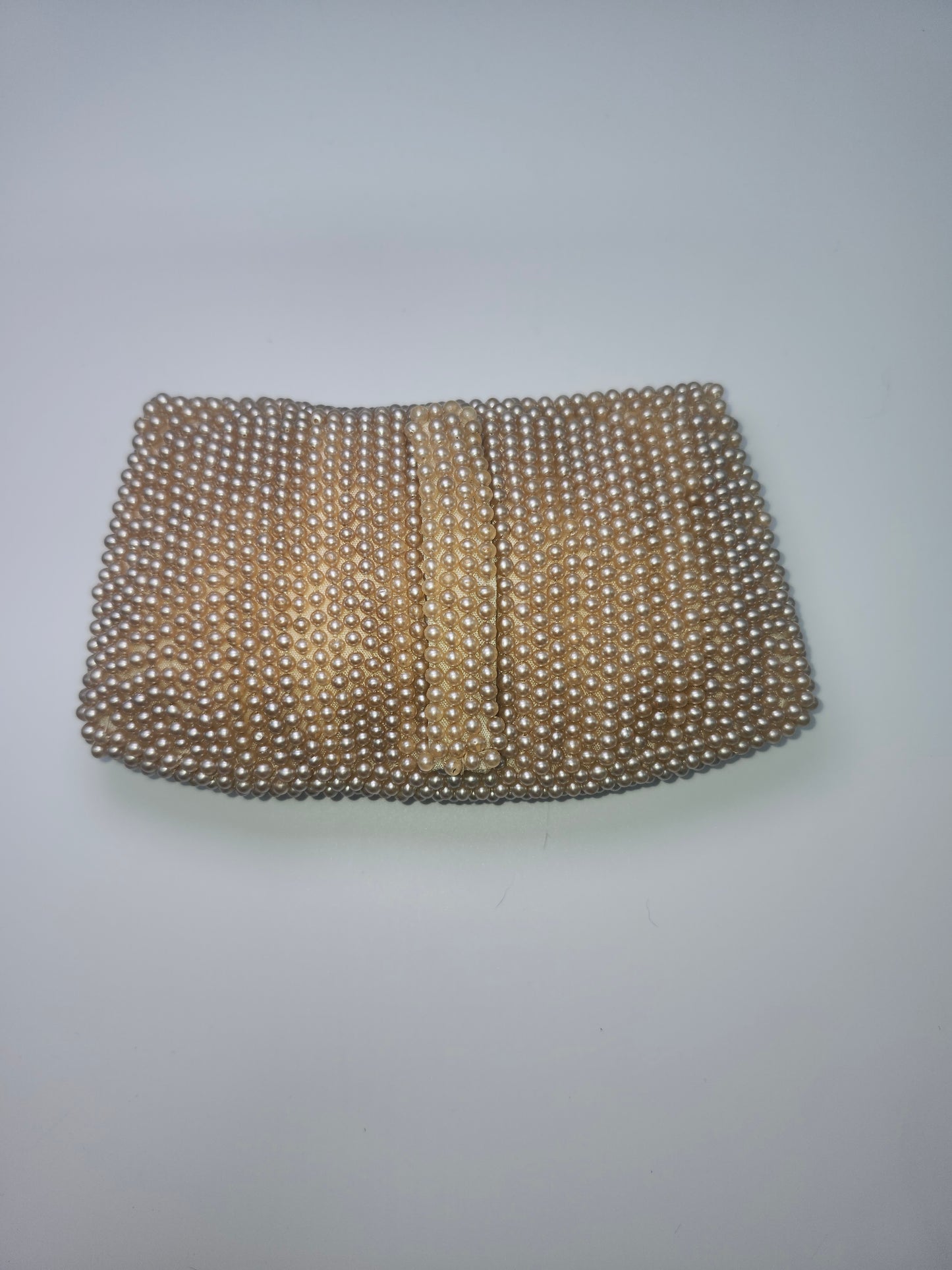 1940s Ivory Pearl Beaded Clutch Made in Occupied Japan
