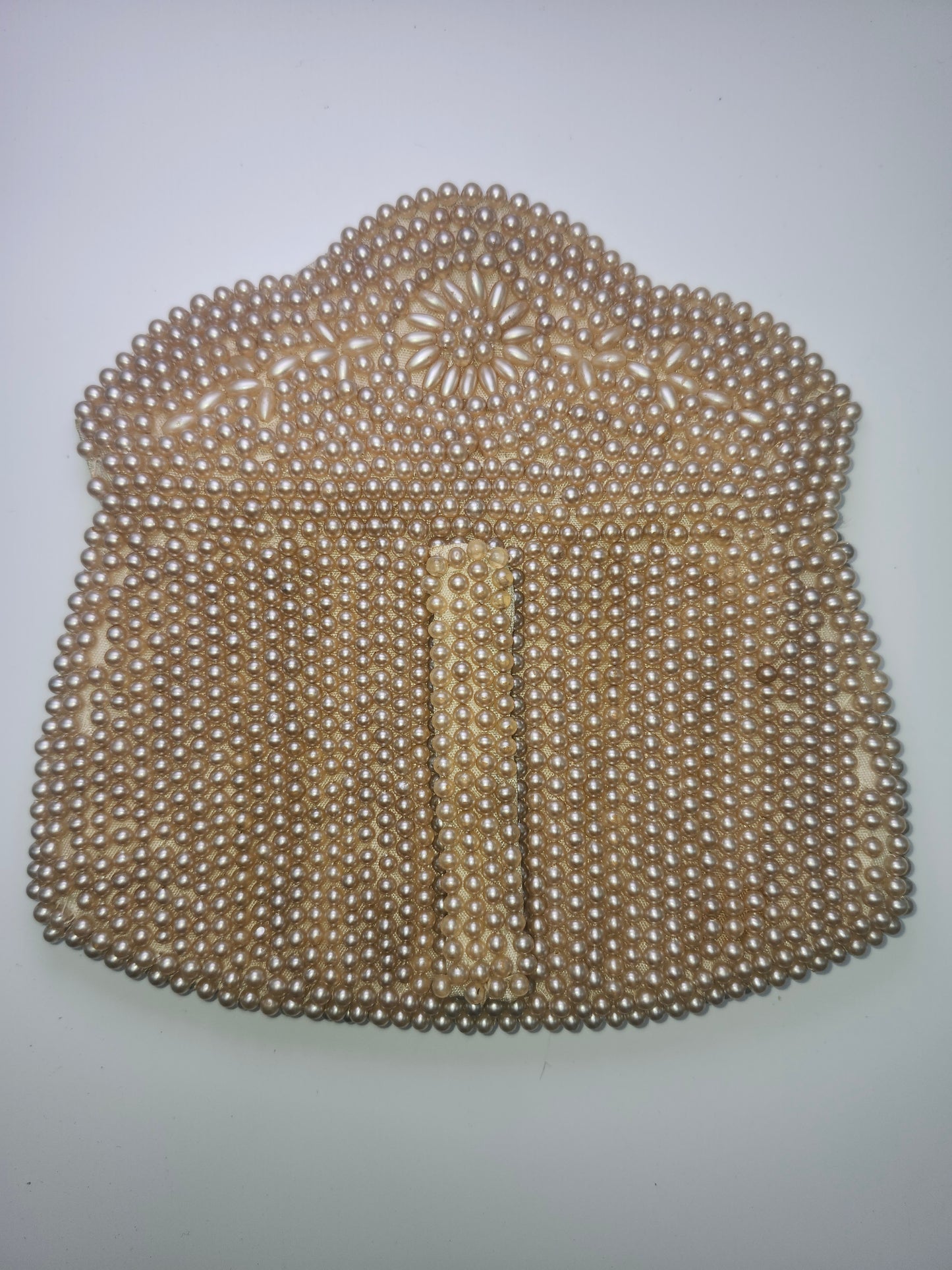 1940s Ivory Pearl Beaded Clutch Made in Occupied Japan