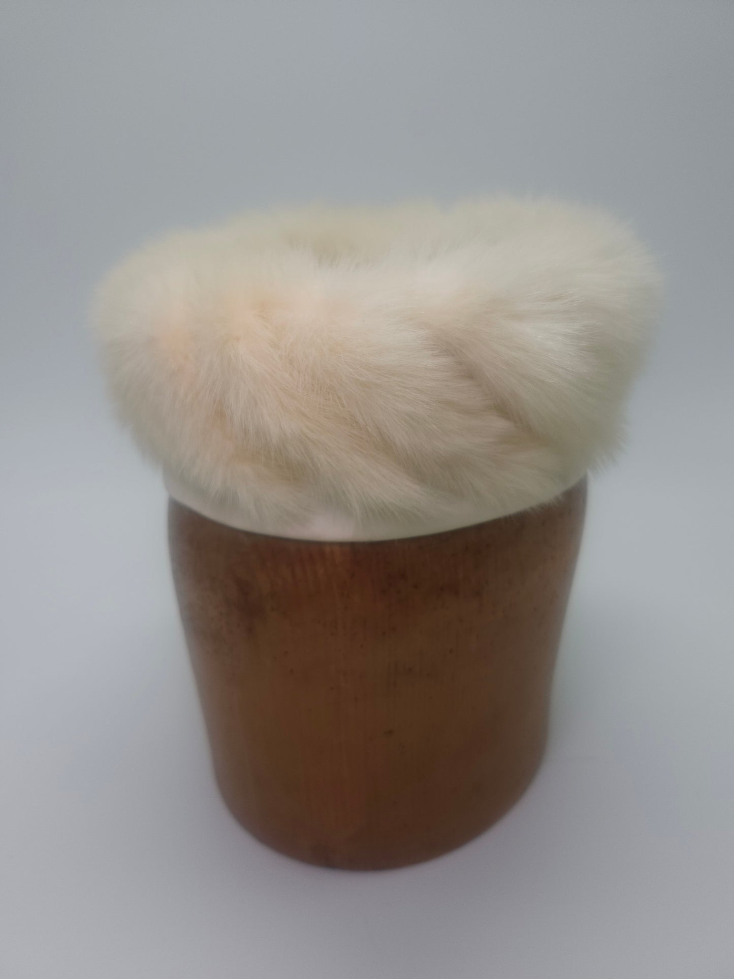 1950s White Fox Fur Pill Box Hat