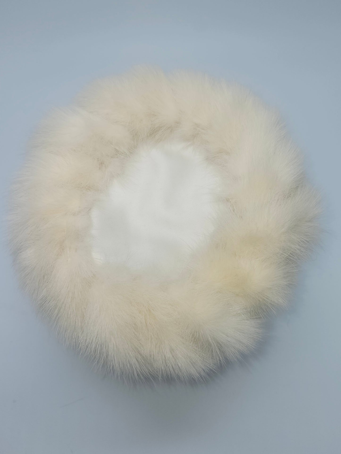 1950s White Fox Fur Pill Box Hat