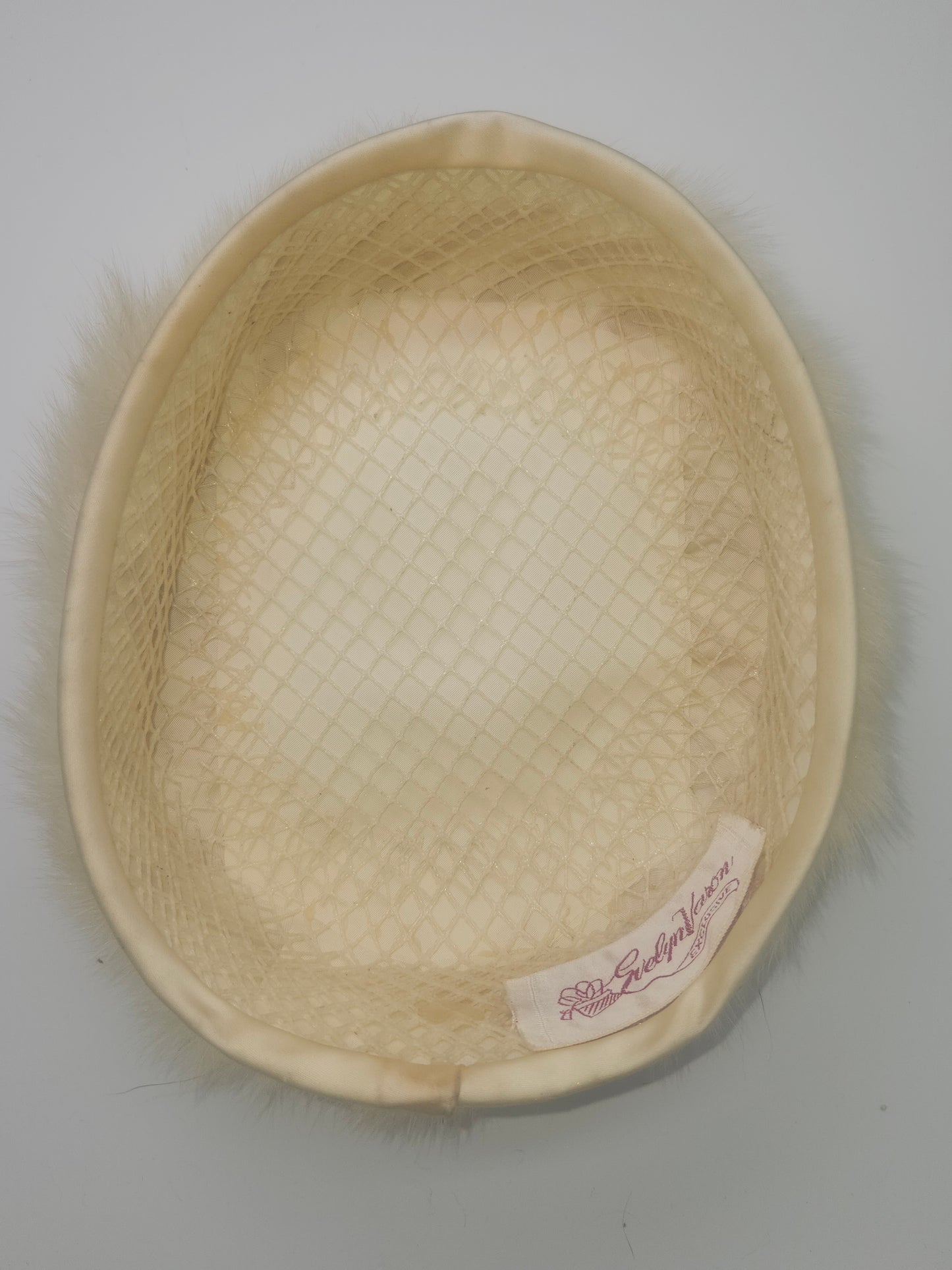 1950s White Fox Fur Pill Box Hat