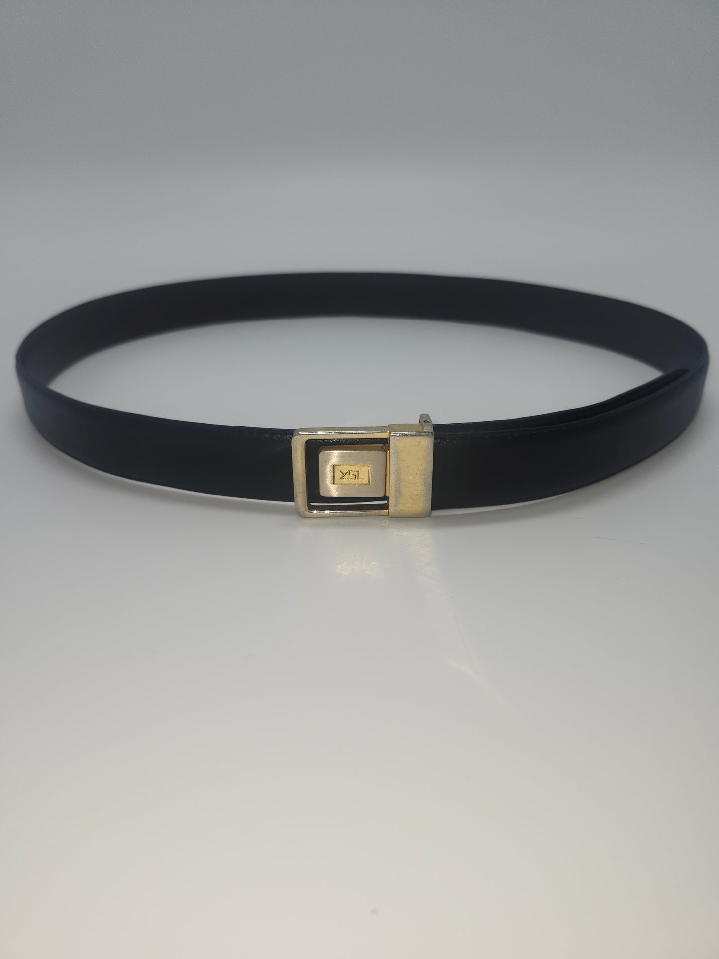 Vintage YSL Reversible Buckle Dual Toned Back / Brown Leather Belt