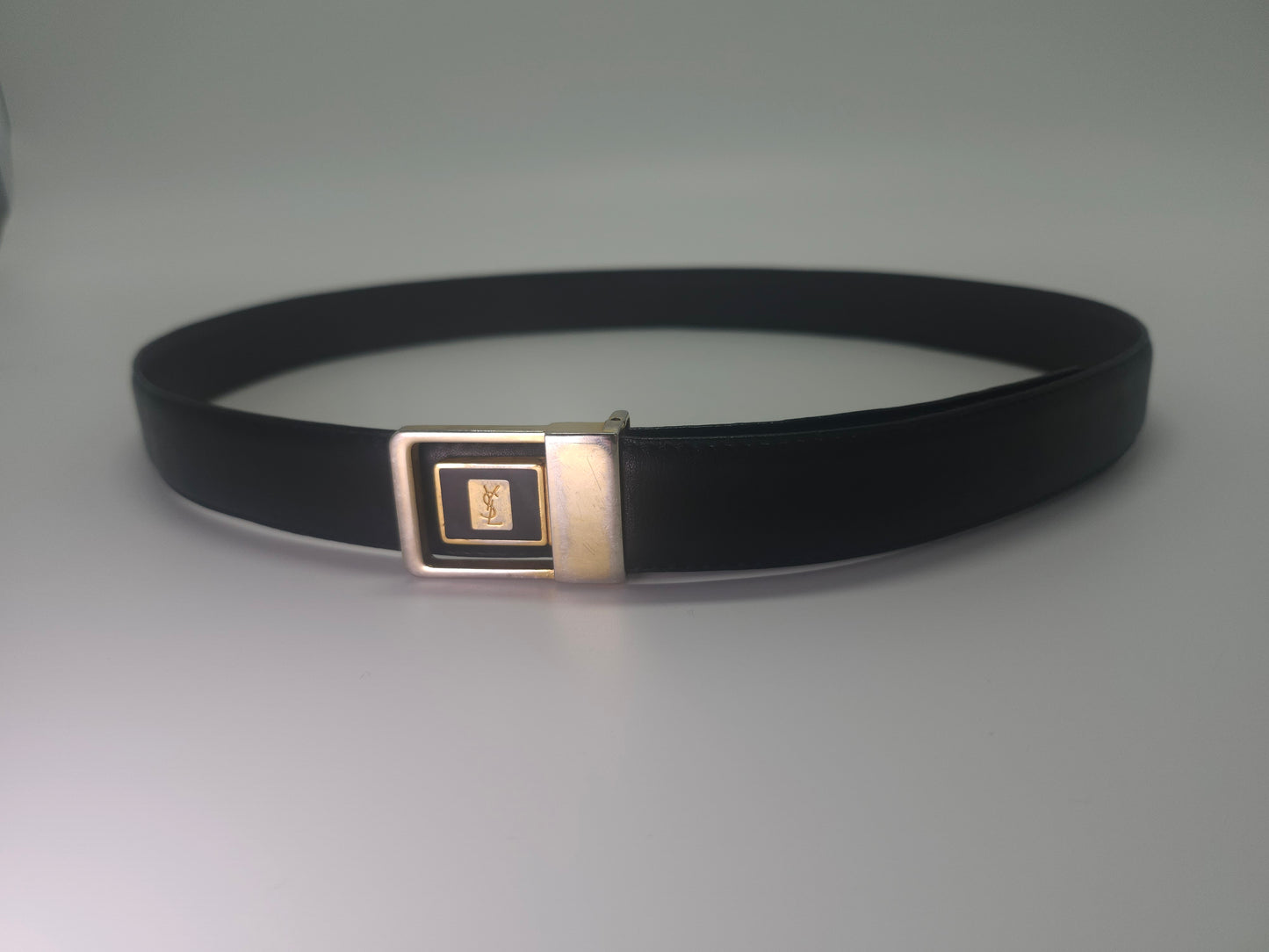 Vintage YSL Reversible Buckle Dual Toned Back / Brown Leather Belt