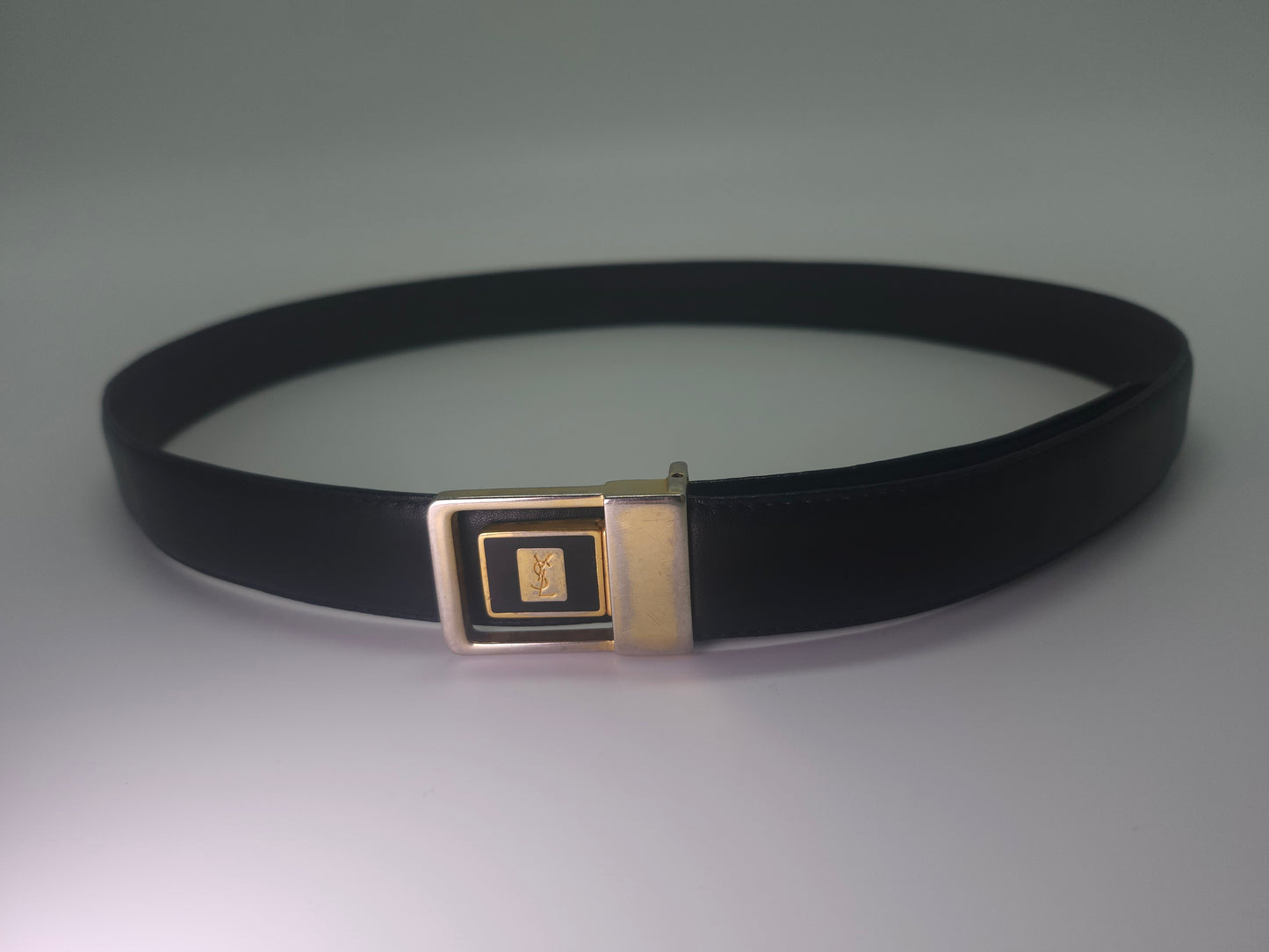 Vintage YSL Reversible Buckle Dual Toned Back / Brown Leather Belt