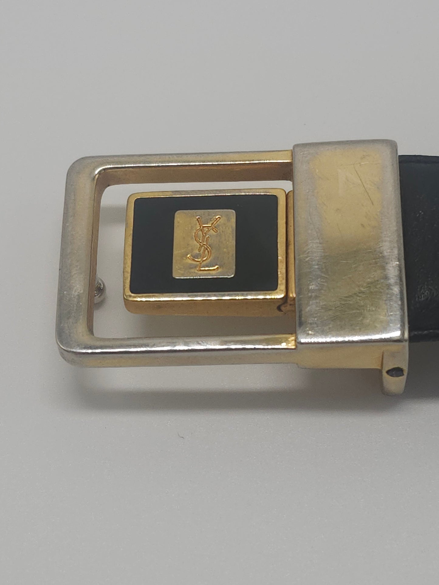 Vintage YSL Reversible Buckle Dual Toned Back / Brown Leather Belt