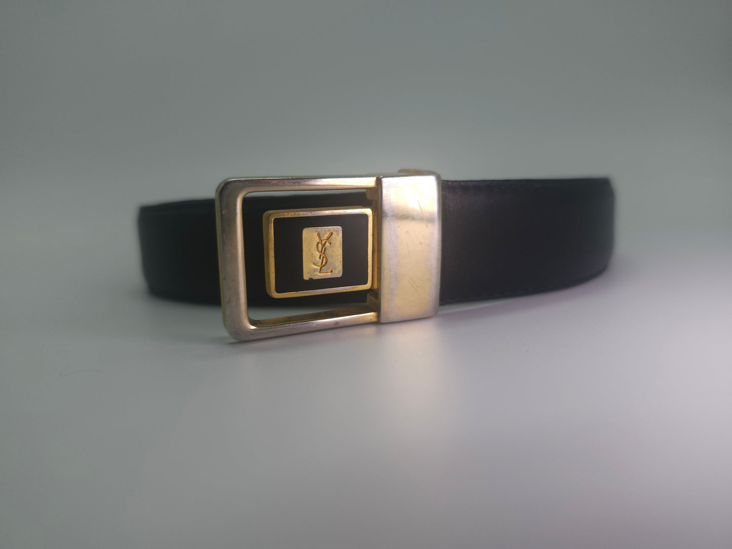 Vintage YSL Reversible Buckle Dual Toned Back / Brown Leather Belt