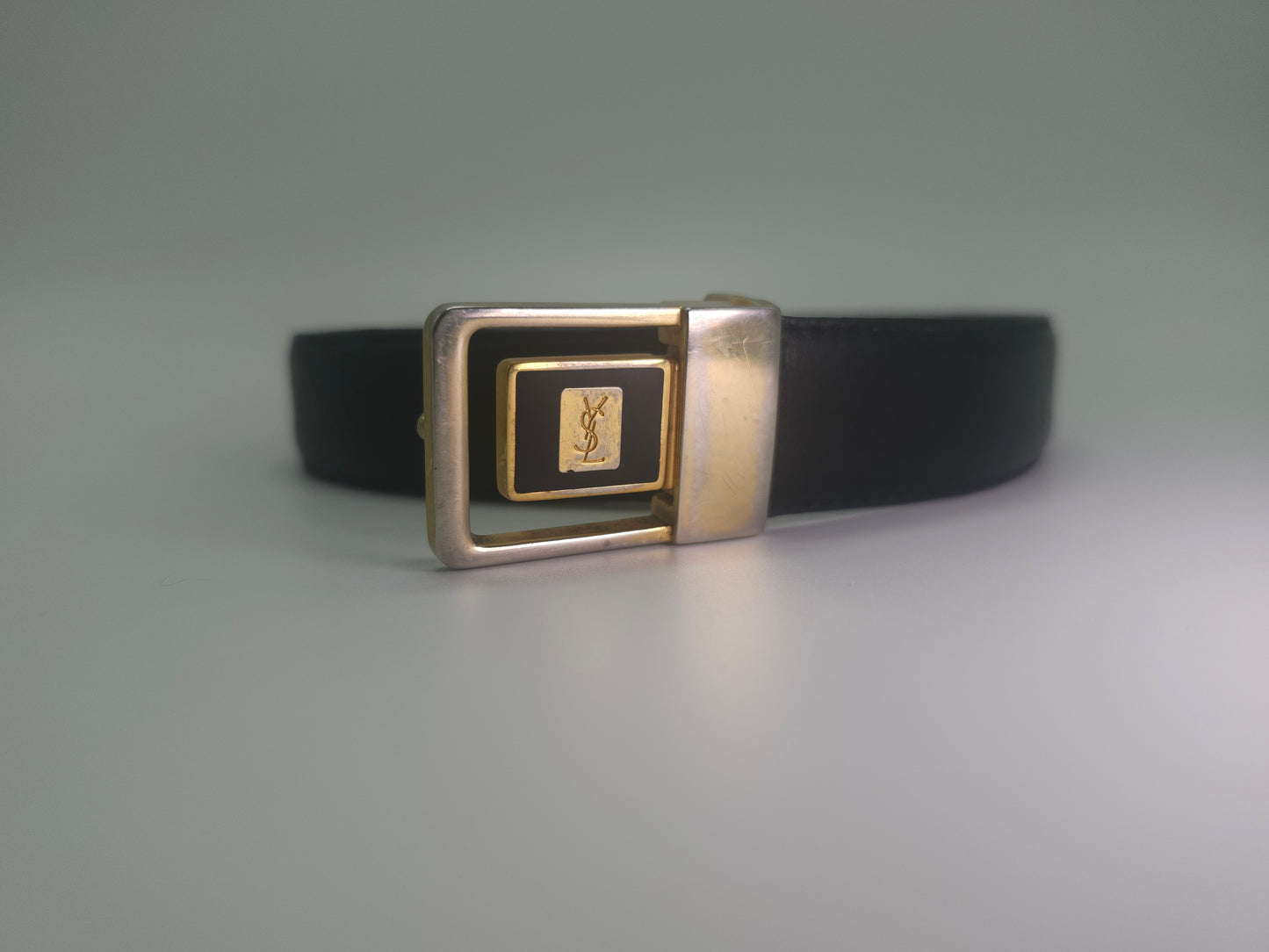 Vintage YSL Reversible Buckle Dual Toned Back / Brown Leather Belt