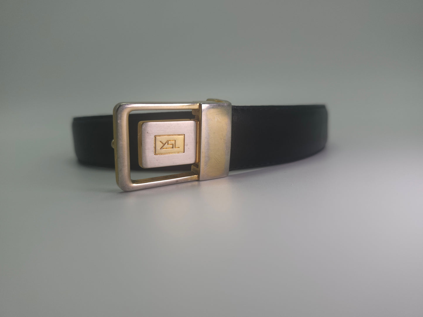 Vintage YSL Reversible Buckle Dual Toned Back / Brown Leather Belt