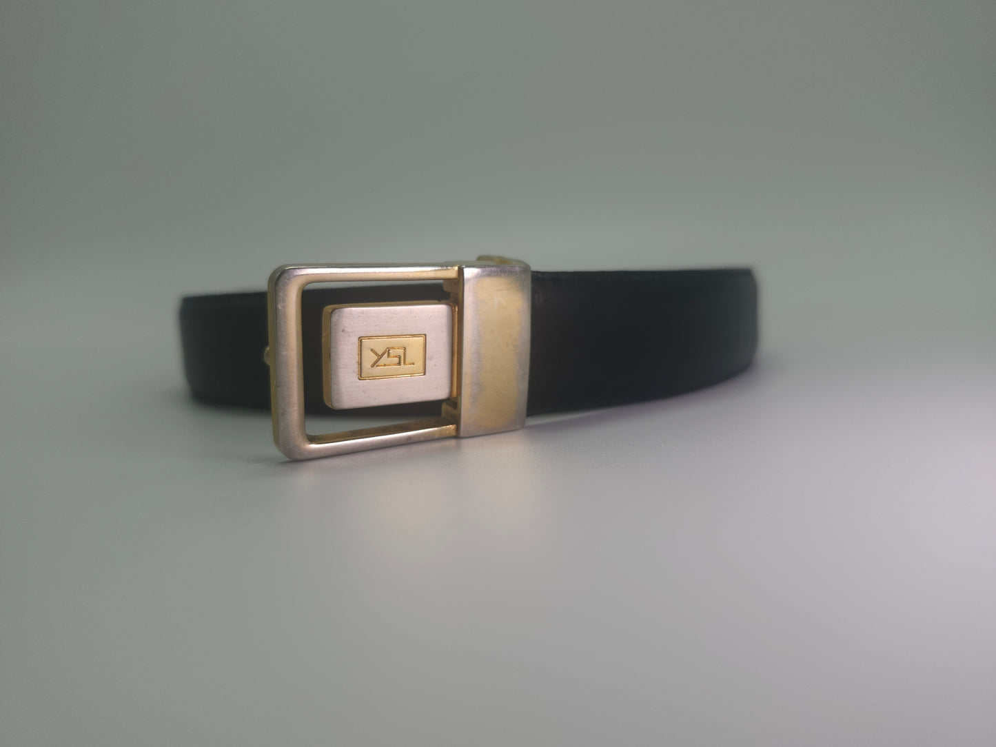 Vintage YSL Reversible Buckle Dual Toned Back / Brown Leather Belt