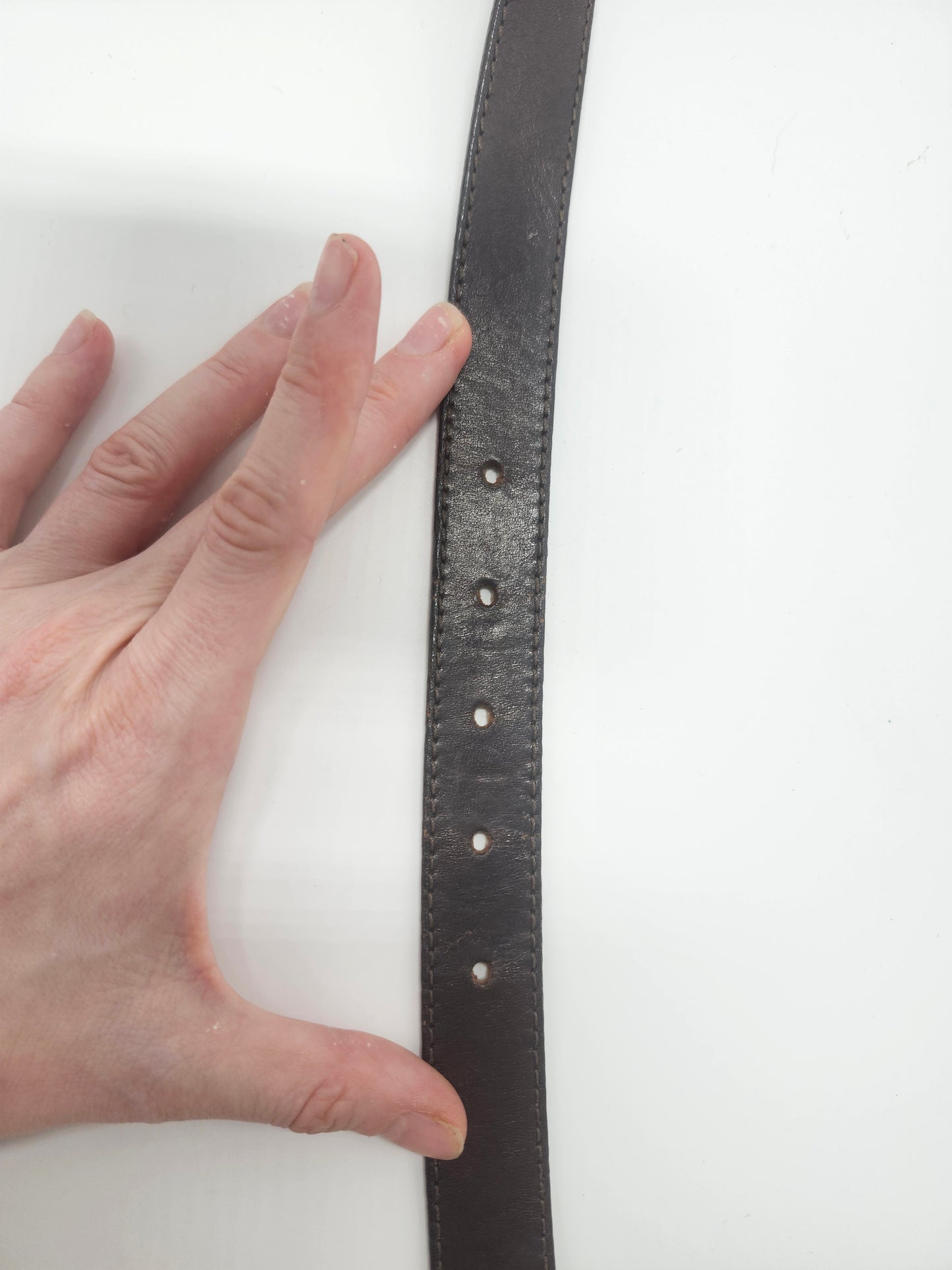 1990's DKNY Brown Leather Belt / Gold Toned Buckle Size Small