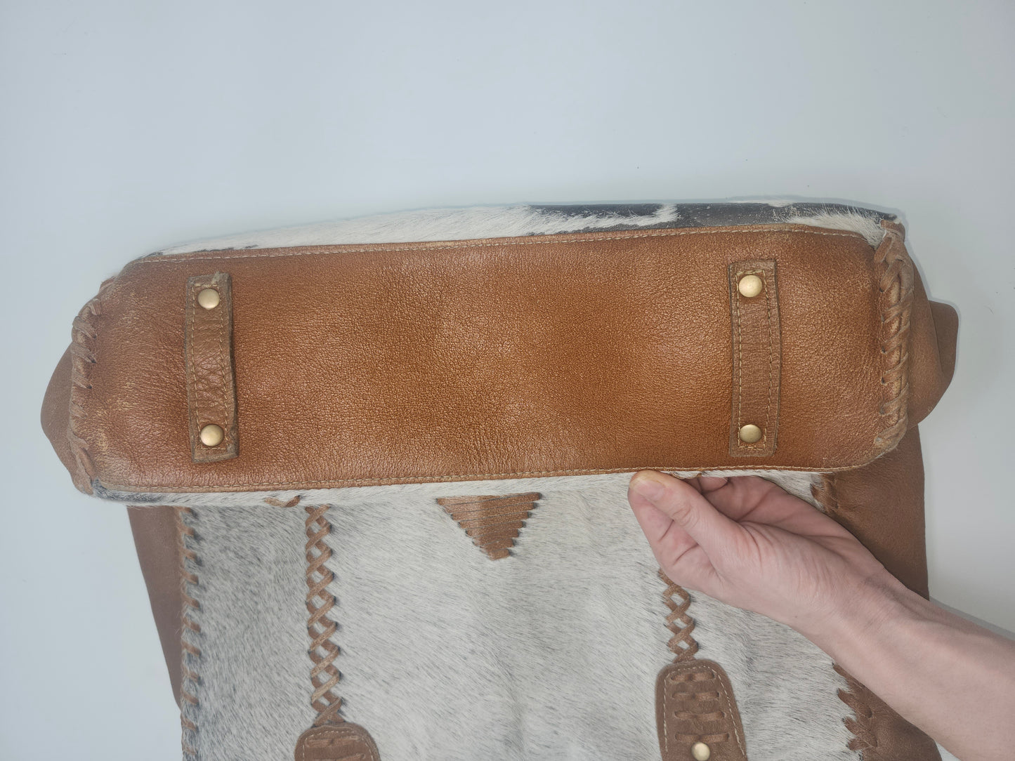 Vintage Cowhide & Leather XL Tote Bag