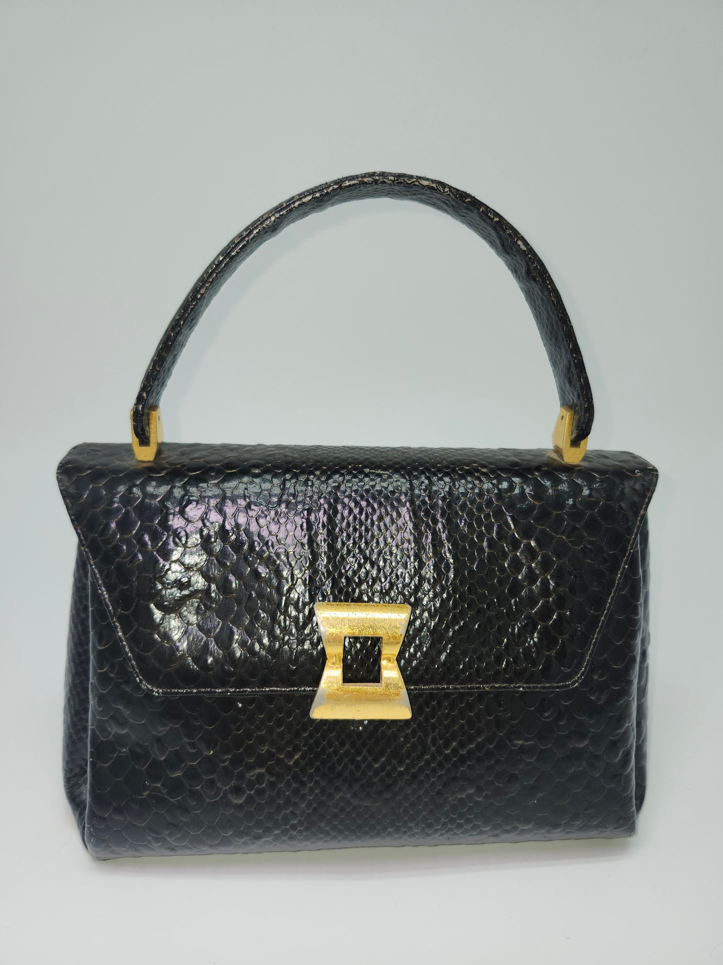 Mid Century Python Embossed Leather Purse