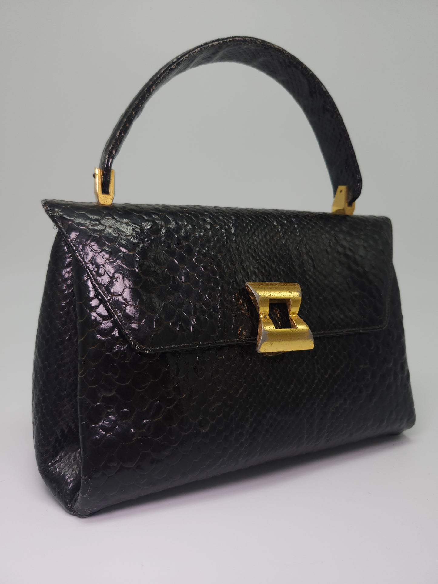 Mid Century Python Embossed Leather Purse