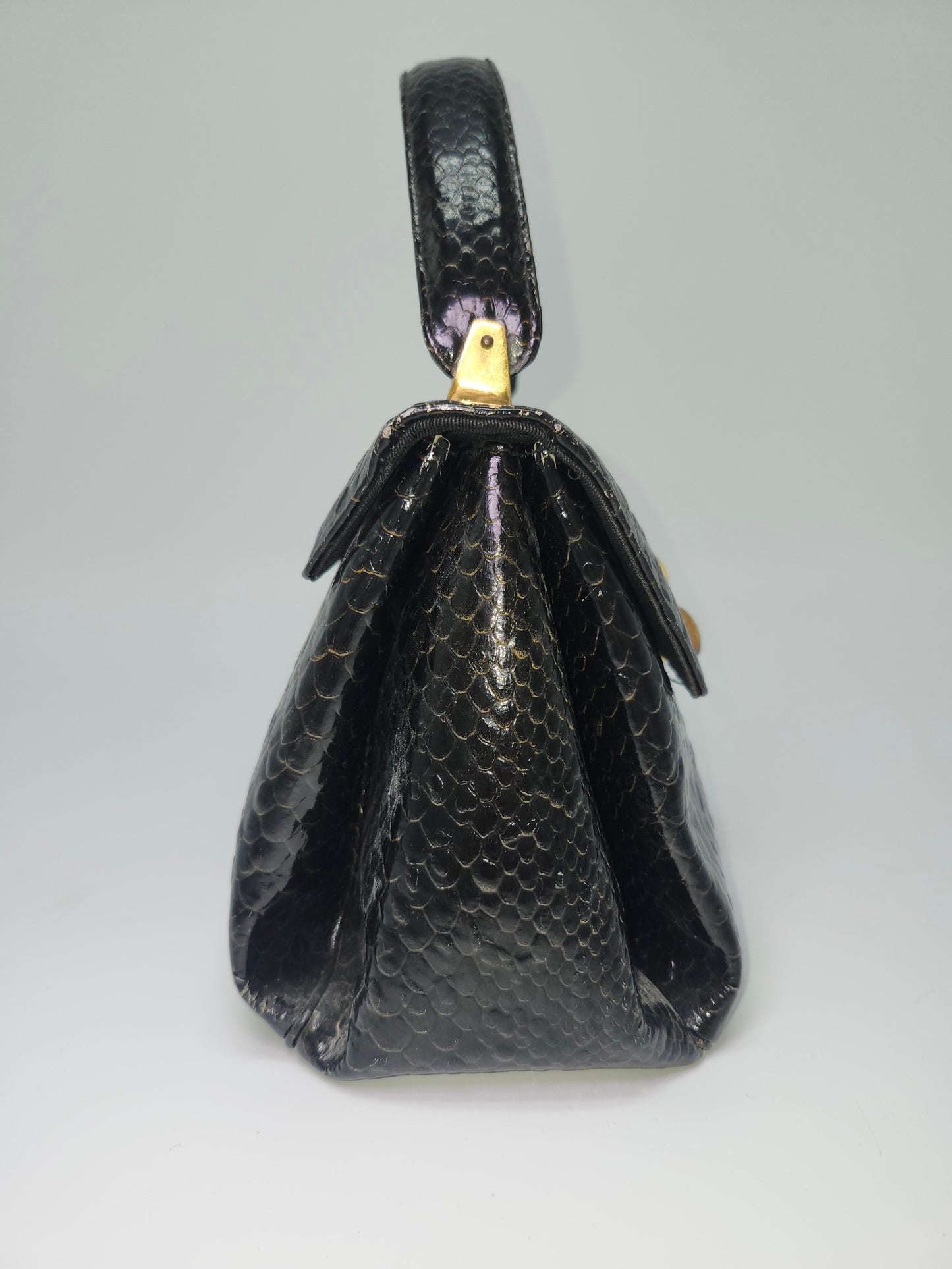 Mid Century Python Embossed Leather Purse