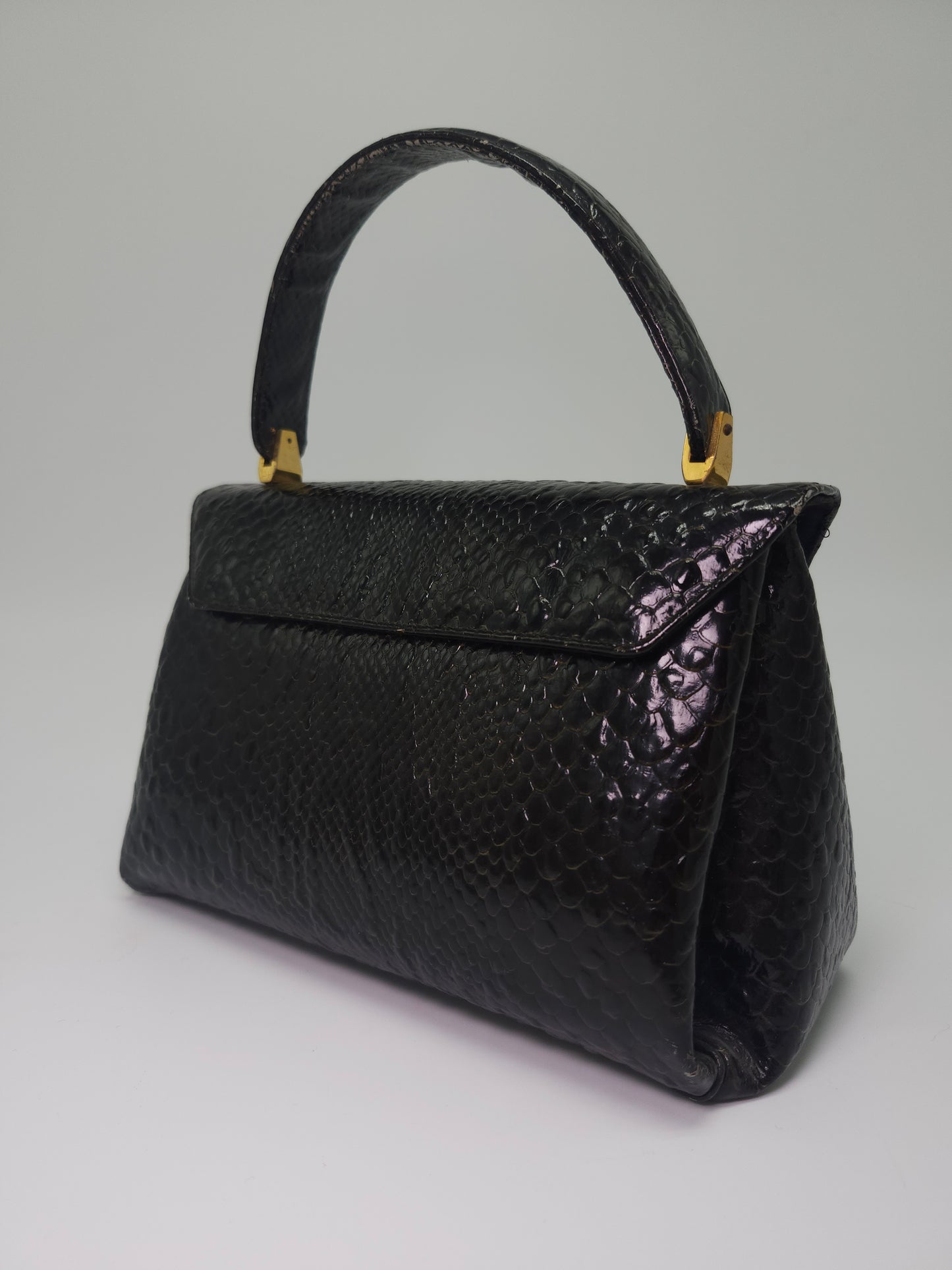 Mid Century Python Embossed Leather Purse