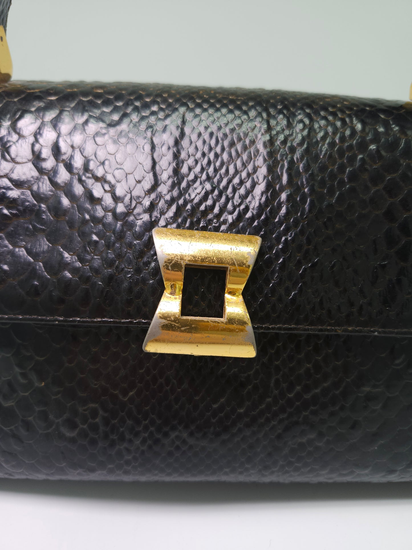 Mid Century Python Embossed Leather Purse