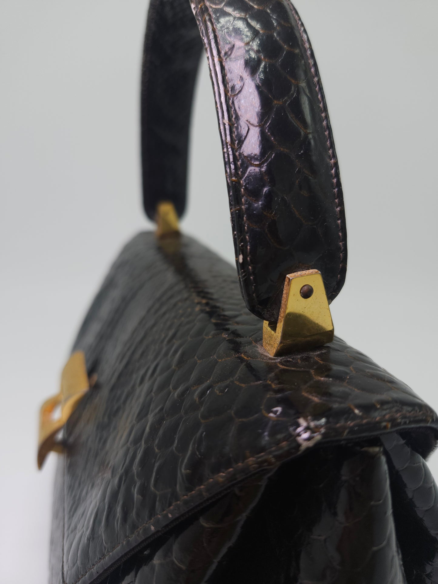 Mid Century Python Embossed Leather Purse