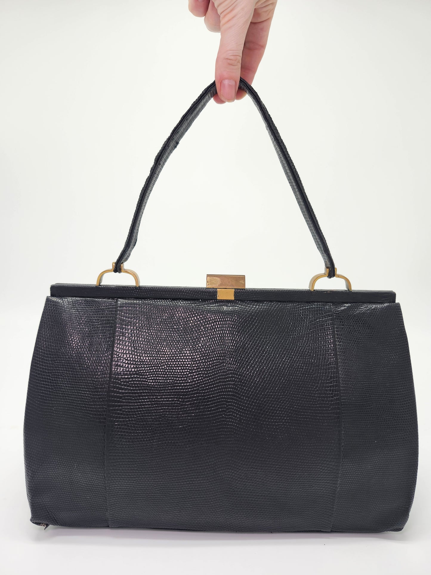 Mid Century Black Lizard Skin Purse