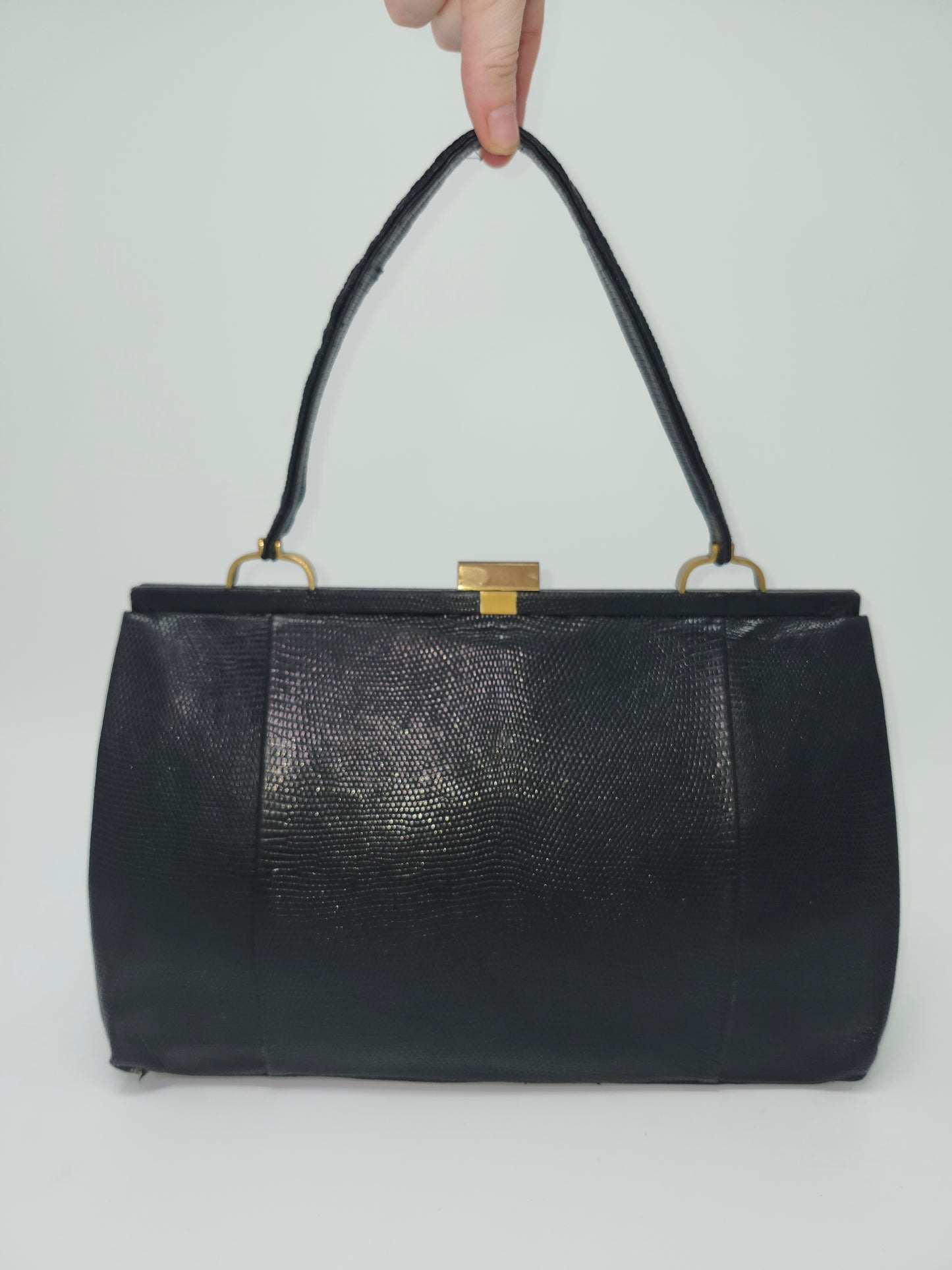 Mid Century Black Lizard Skin Purse