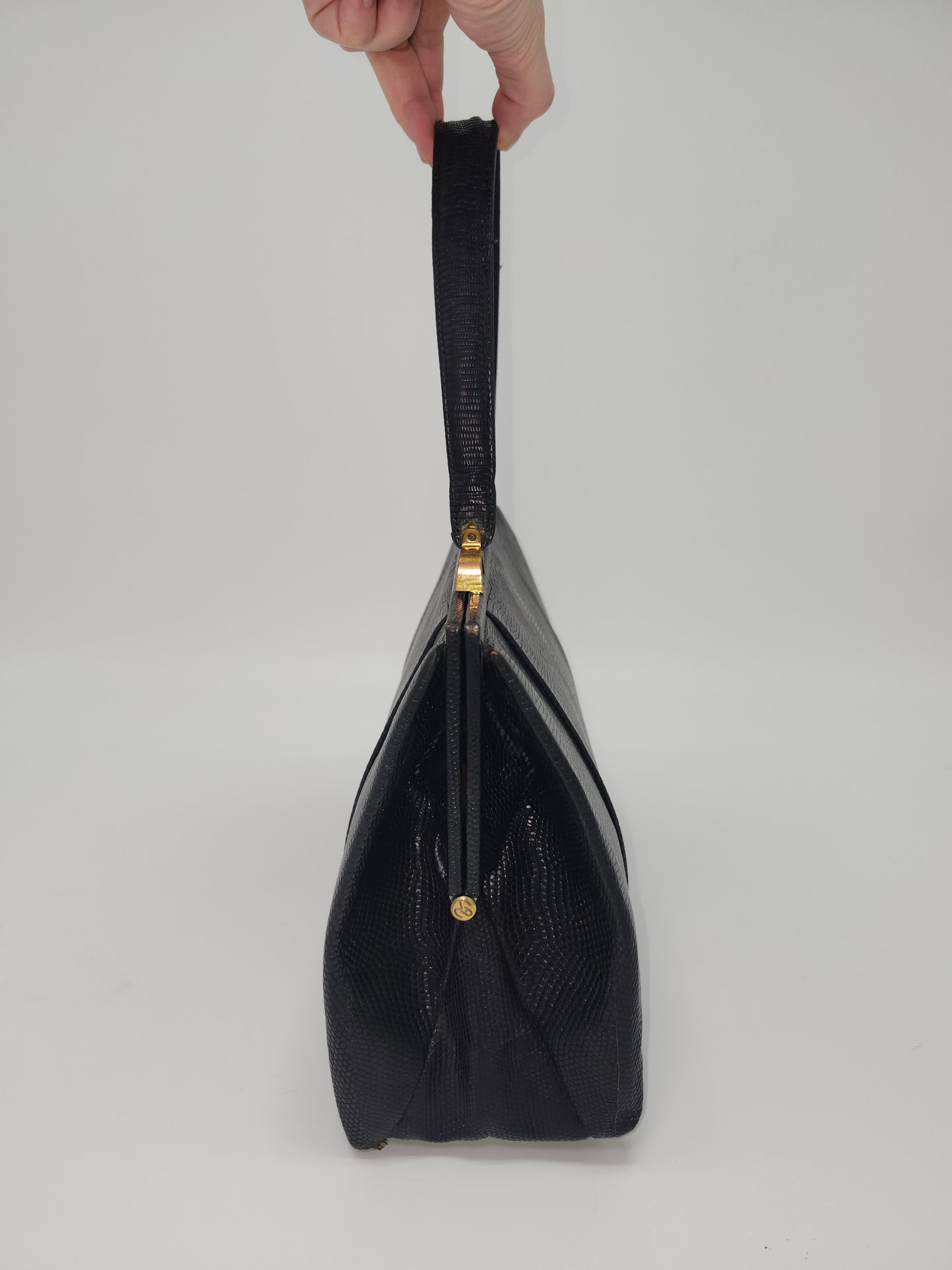 Mid Century Black Lizard Skin Purse