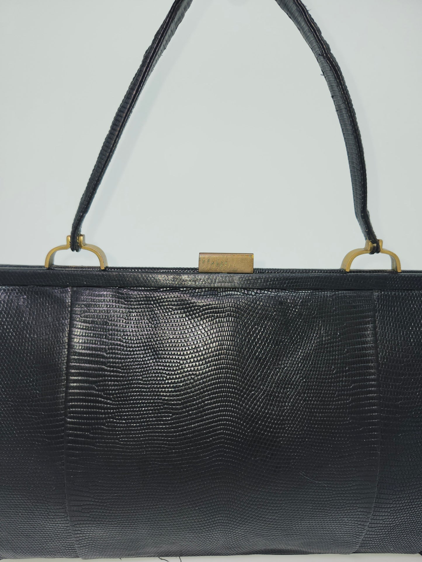 Mid Century Black Lizard Skin Purse