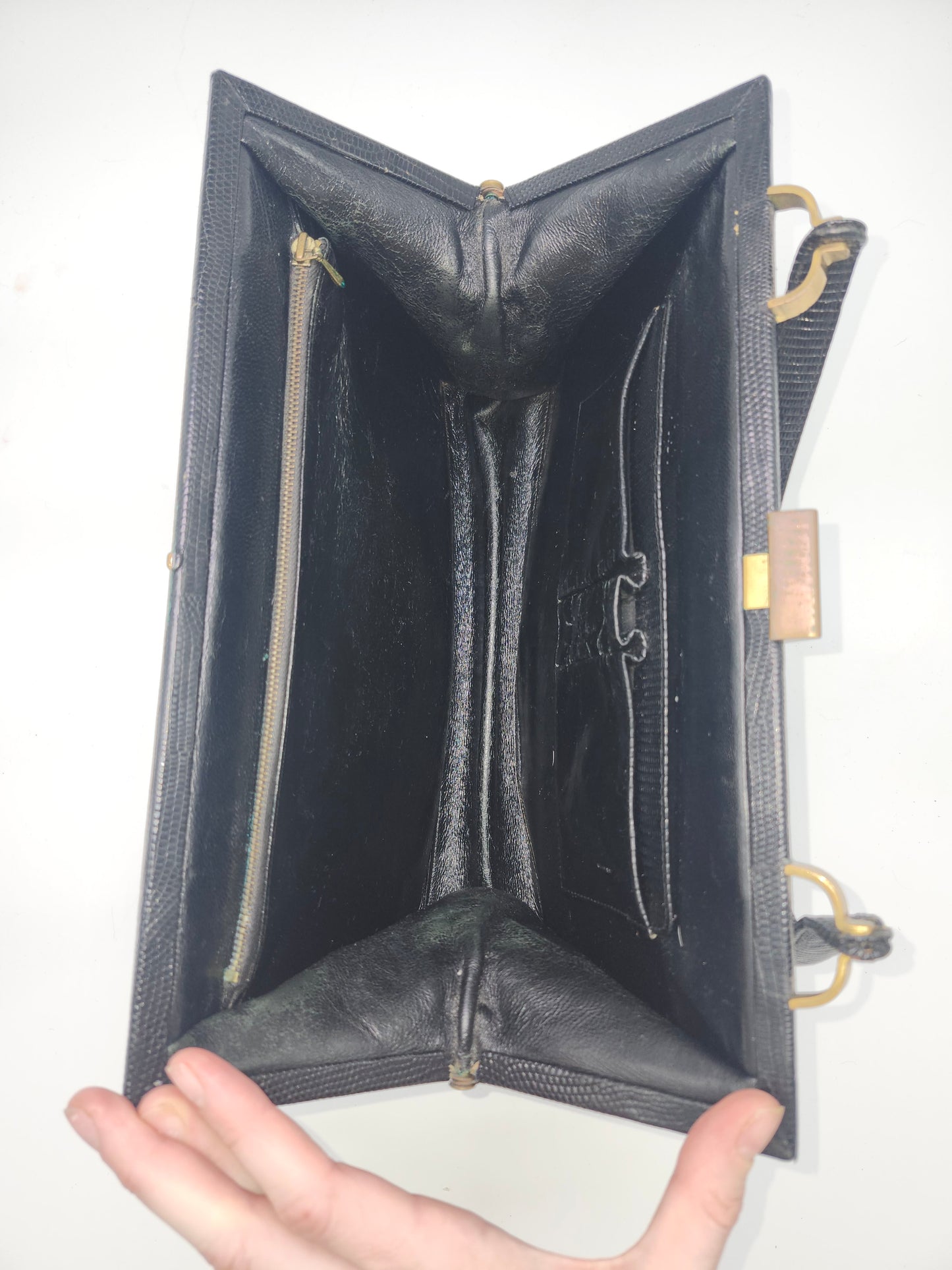 Mid Century Black Lizard Skin Purse