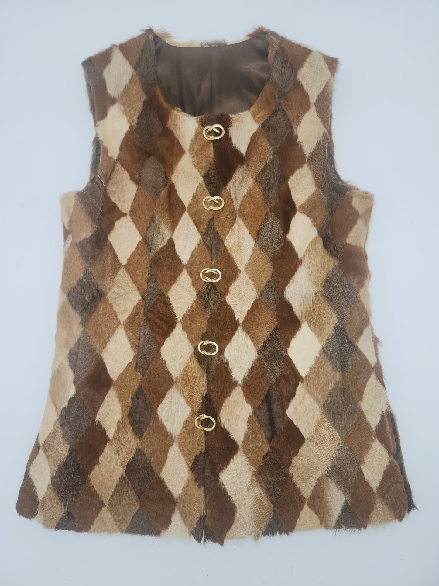 Quilted Rabbit Fur Psychedelic Vest