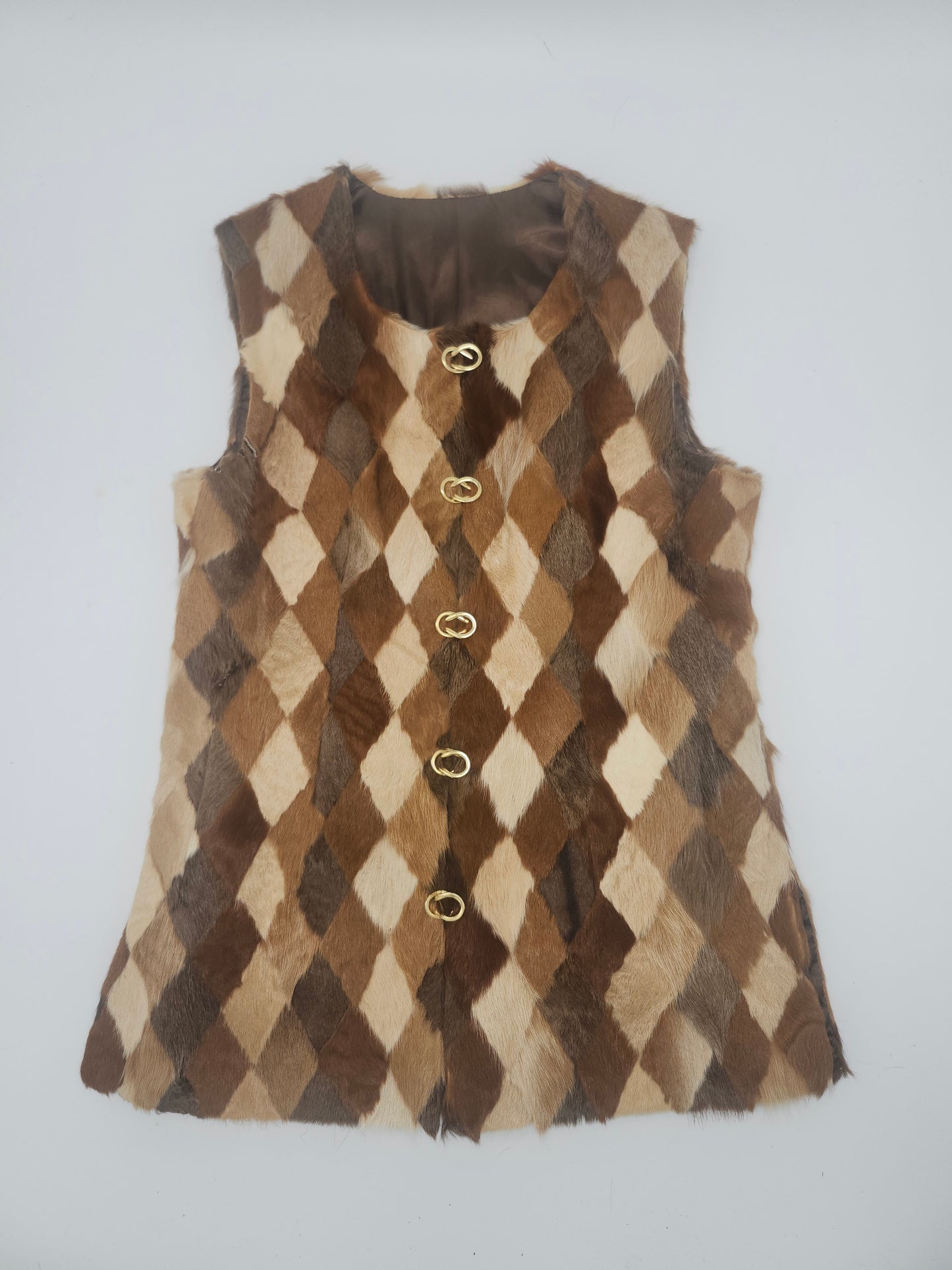 Quilted Rabbit Fur Psychedelic Vest
