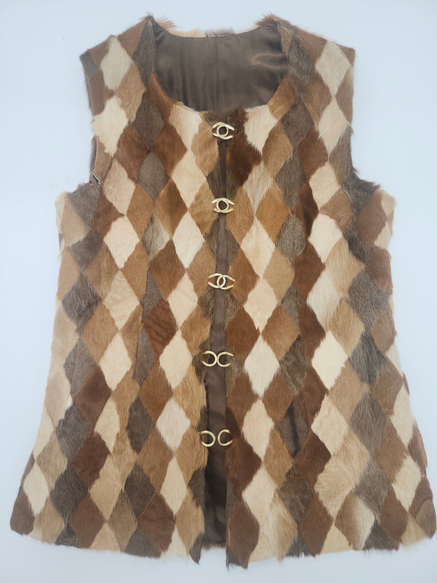 Quilted Rabbit Fur Psychedelic Vest