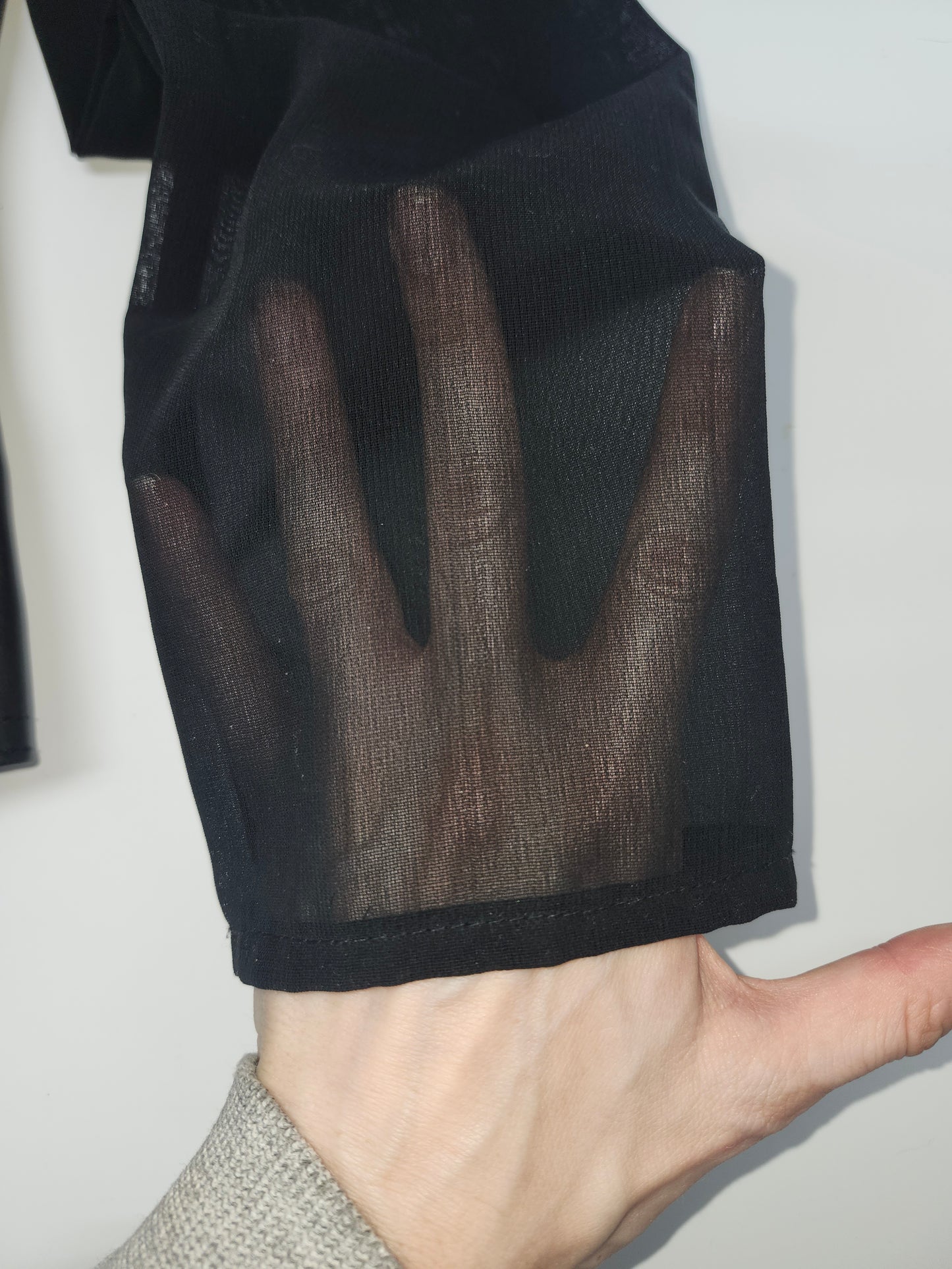 Black Leather Moto Jacket with Sheer Sleeves Vintage Size M