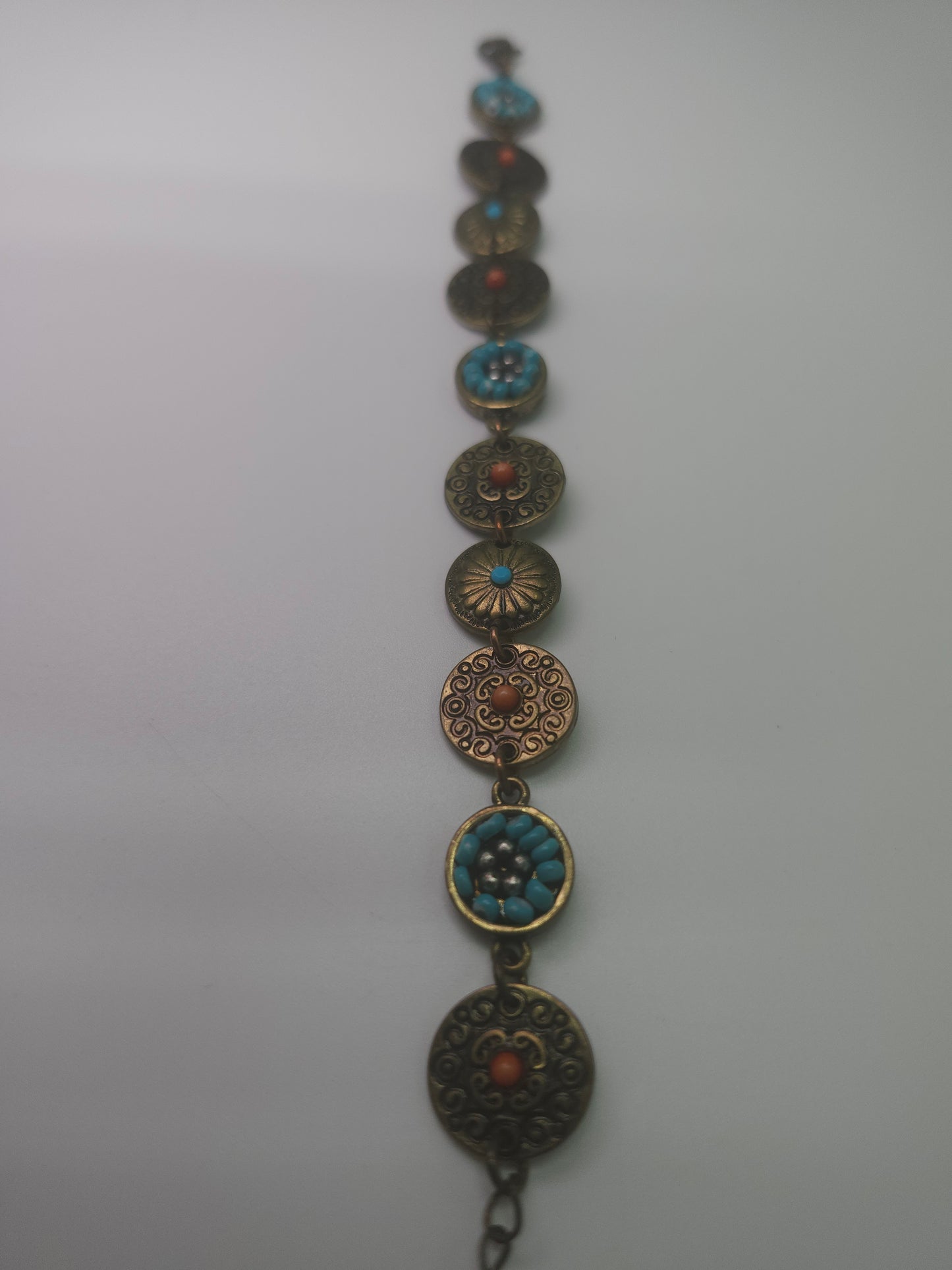 Vintage Brass Unique Beaded & Enamel Work Necklace / Bracelet Set